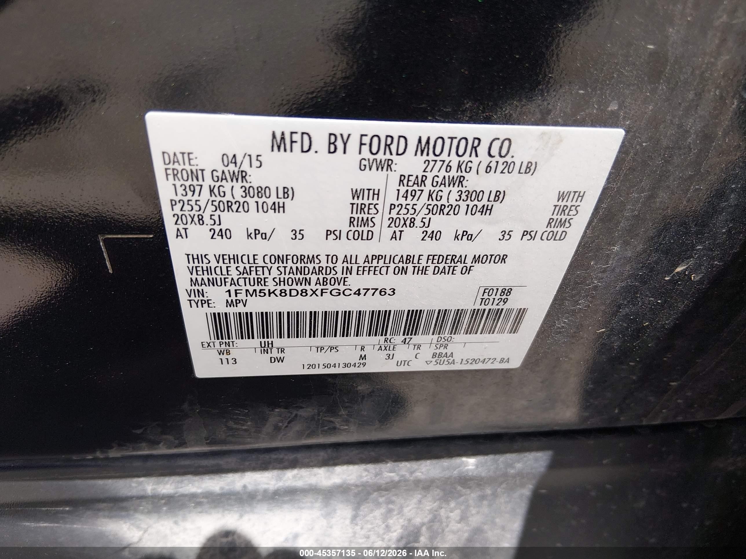 2015 Ford Explorer Xlt Black vin: 1FM5K8D8XFGC47763
