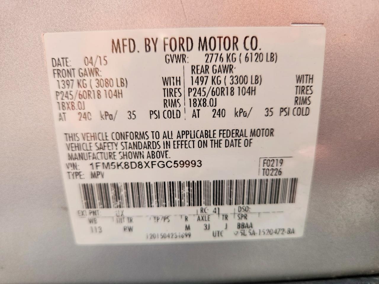 2015 Ford Explorer Xlt Silver vin: 1FM5K8D8XFGC59993