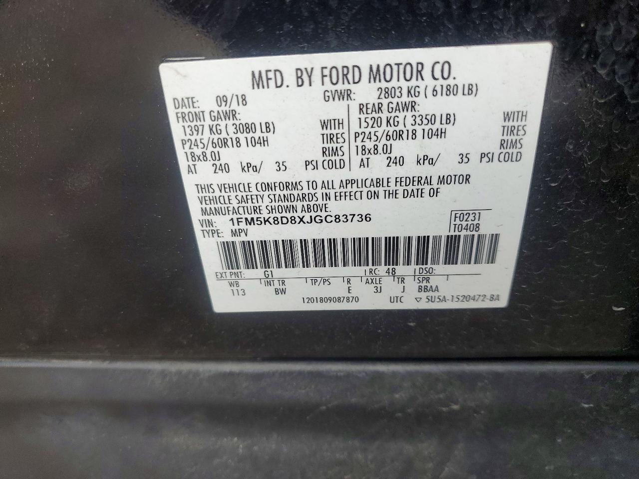 2018 Ford Explorer Xlt Black vin: 1FM5K8D8XJGC83736