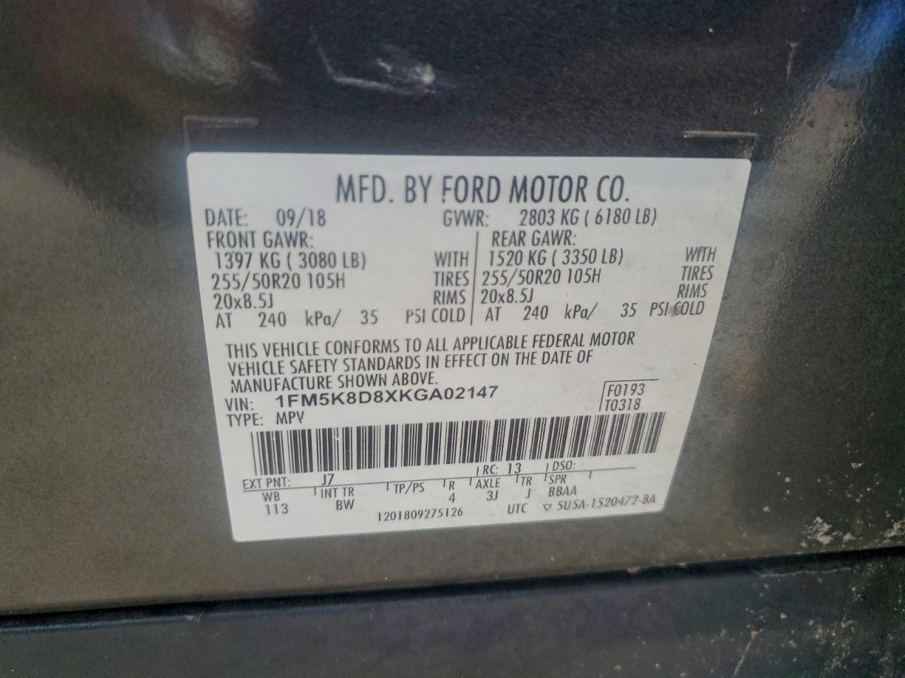 2019 Ford Explorer Xlt Gray vin: 1FM5K8D8XKGA02147