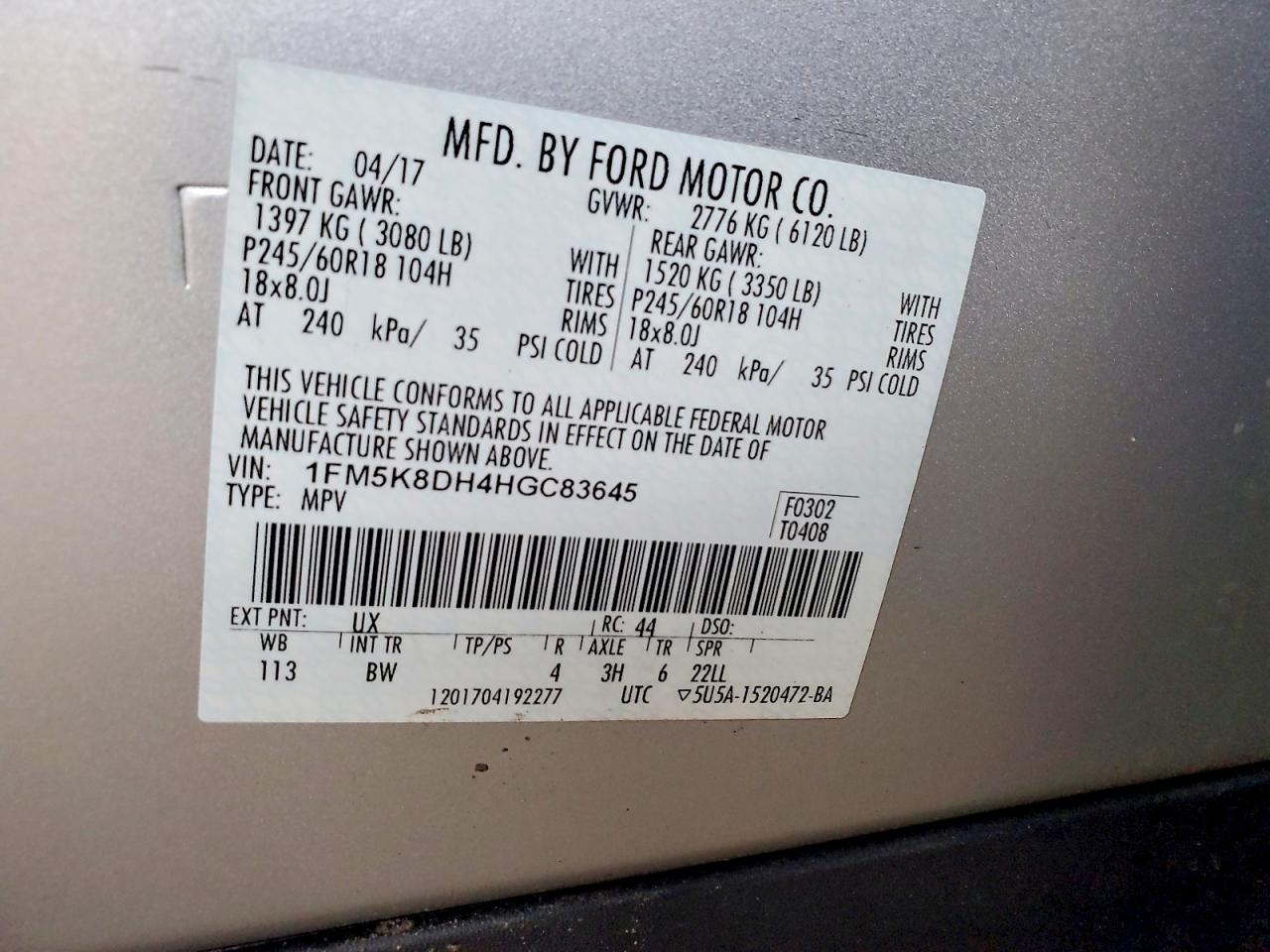 2017 Ford Explorer Xlt Silver vin: 1FM5K8DH4HGC83645