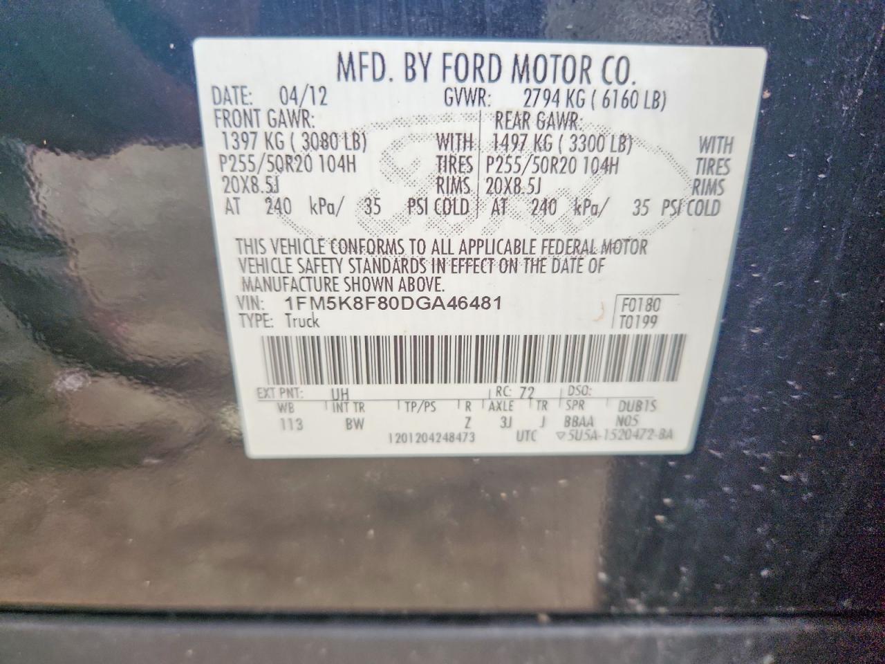 2013 Ford Explorer Limited Black vin: 1FM5K8F80DGA46481