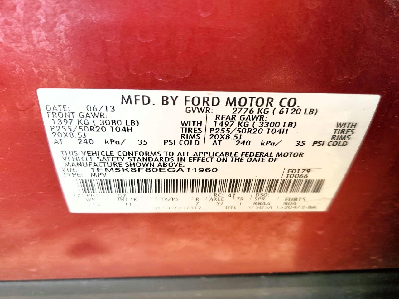 2014 Ford Explorer Limited Red vin: 1FM5K8F80EGA11960