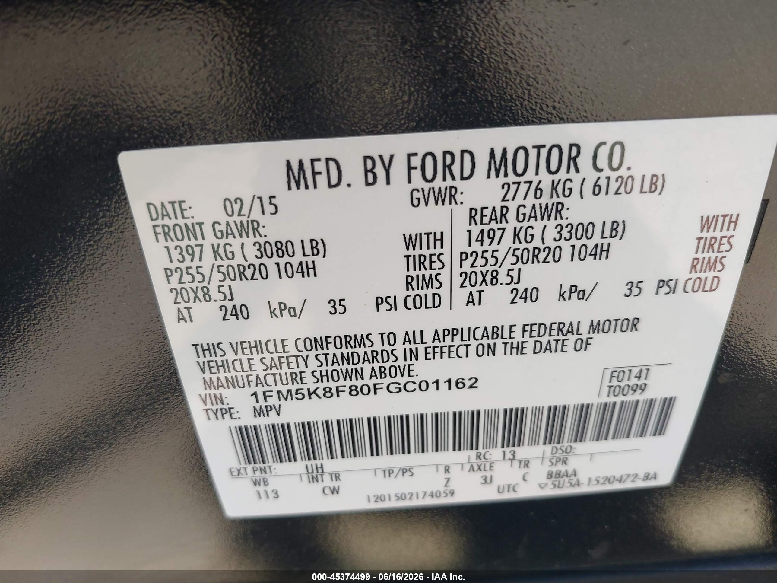 2015 Ford Explorer Limited Черный vin: 1FM5K8F80FGC01162