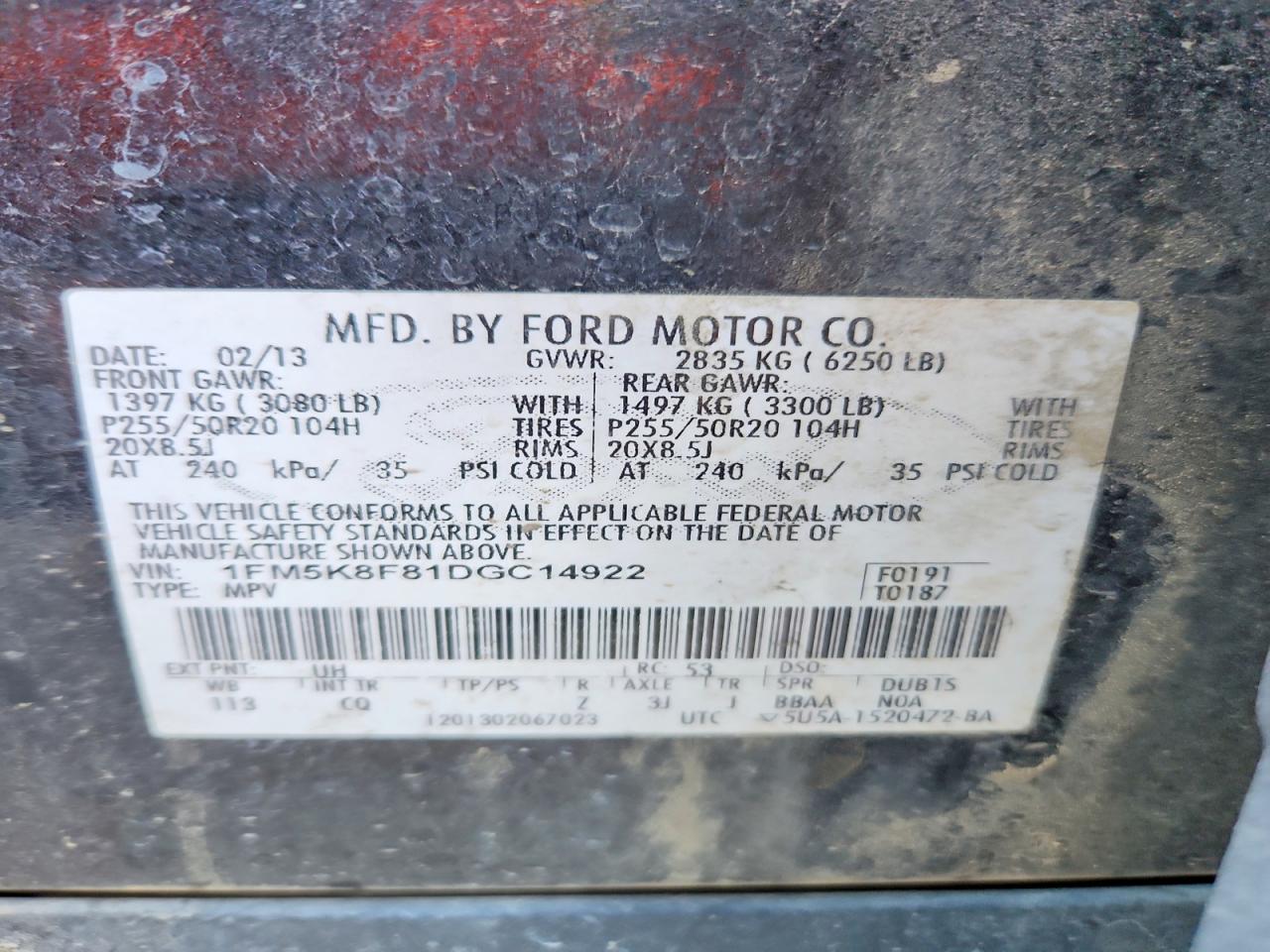 2013 Ford Explorer Limited Черный vin: 1FM5K8F81DGC14922