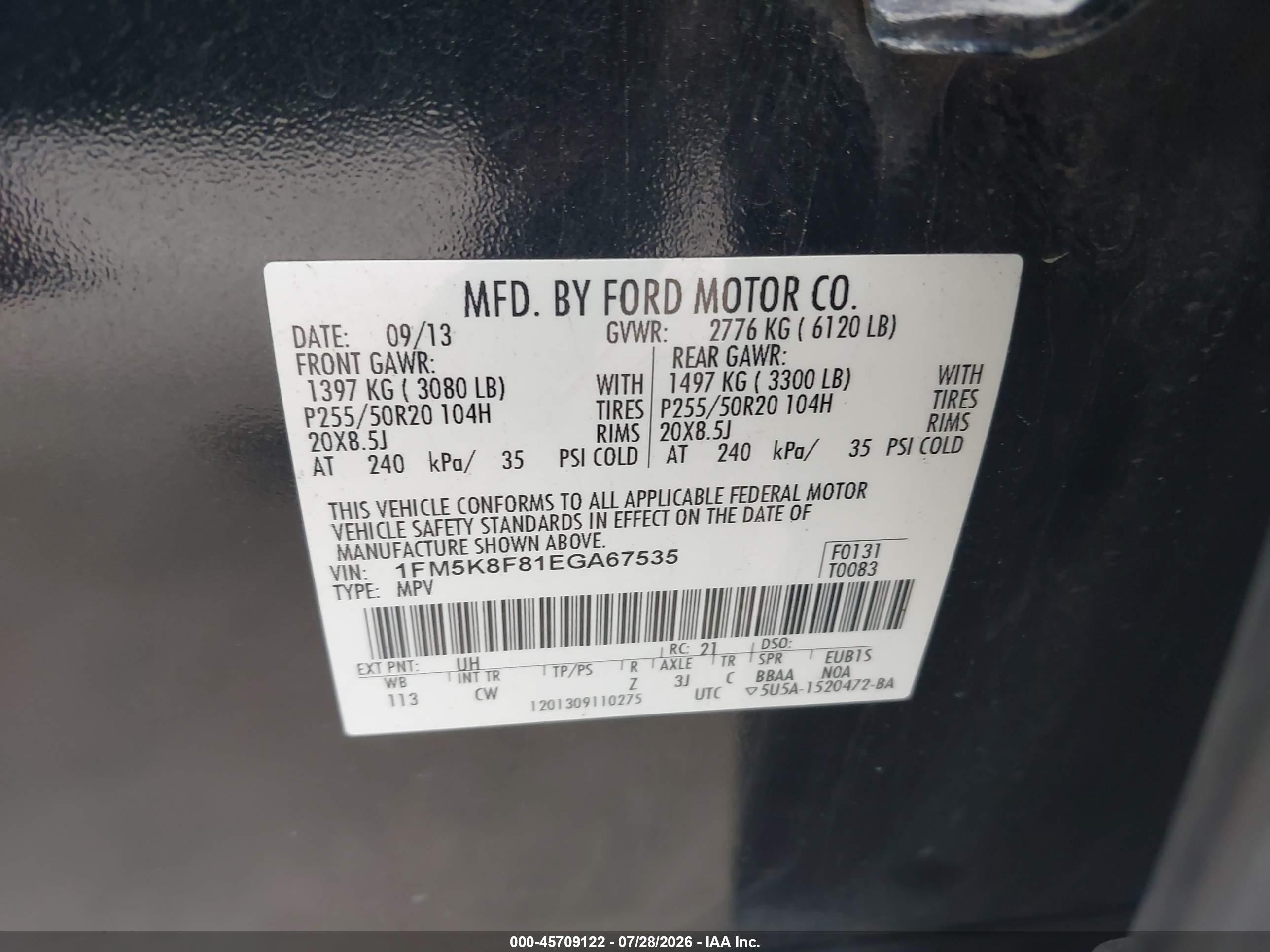 2014 Ford Explorer Limited Black vin: 1FM5K8F81EGA67535