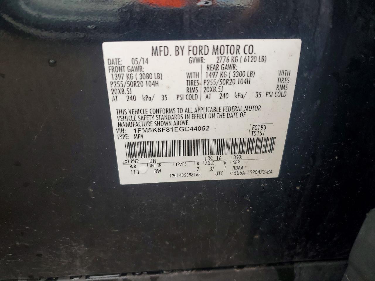 2014 Ford Explorer Limited Black vin: 1FM5K8F81EGC44052