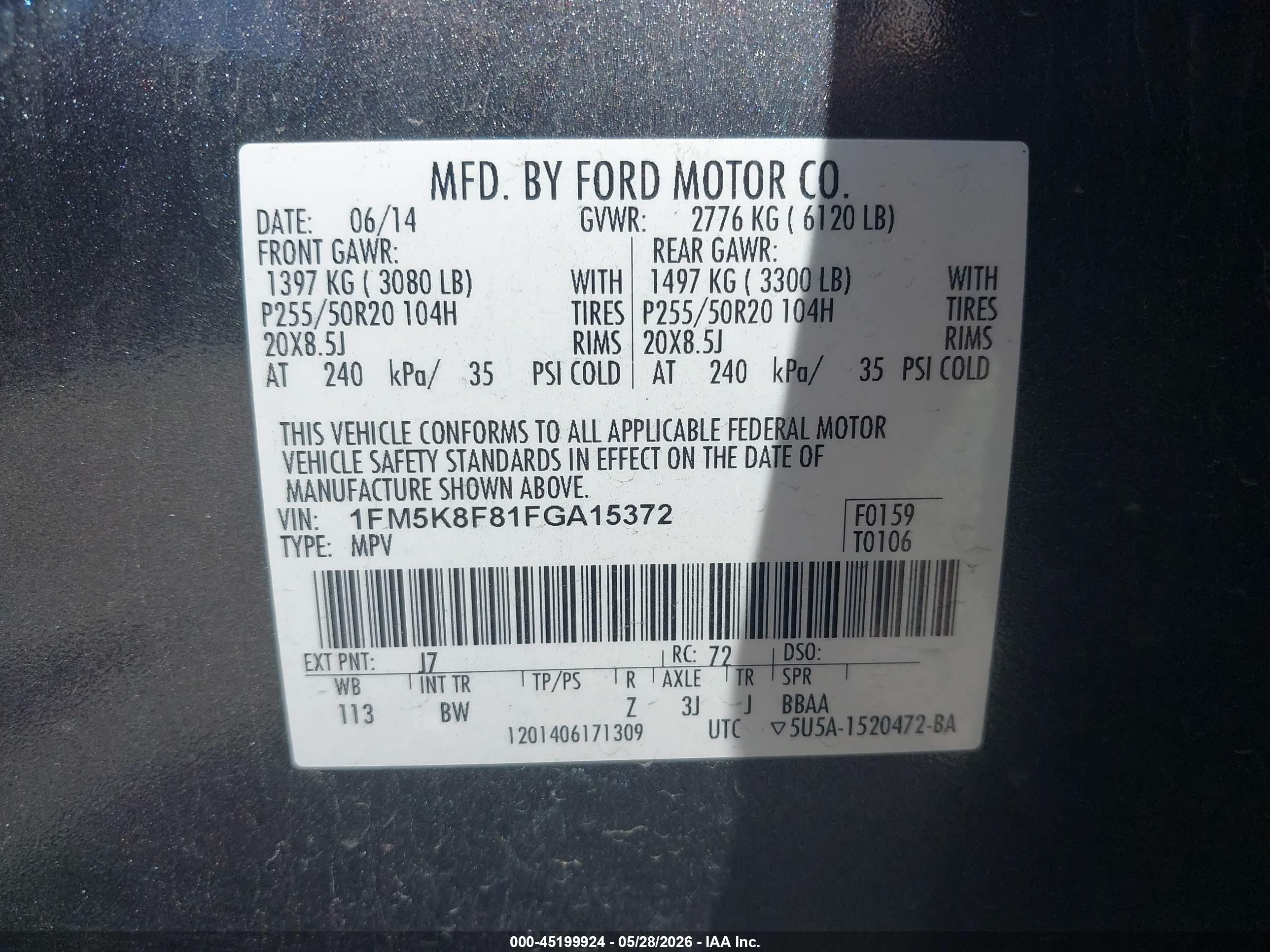 2015 Ford Explorer Limited Серый vin: 1FM5K8F81FGA15372