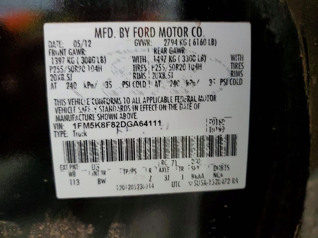 2013 Ford Explorer Limited Black vin: 1FM5K8F82DGA64111