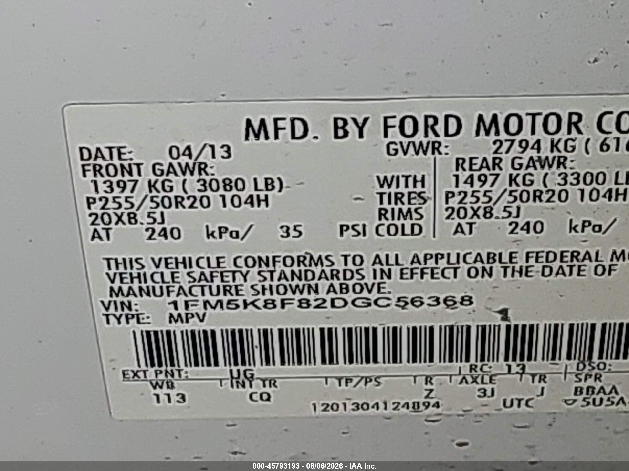 2013 Ford Explorer Limited White vin: 1FM5K8F82DGC56368