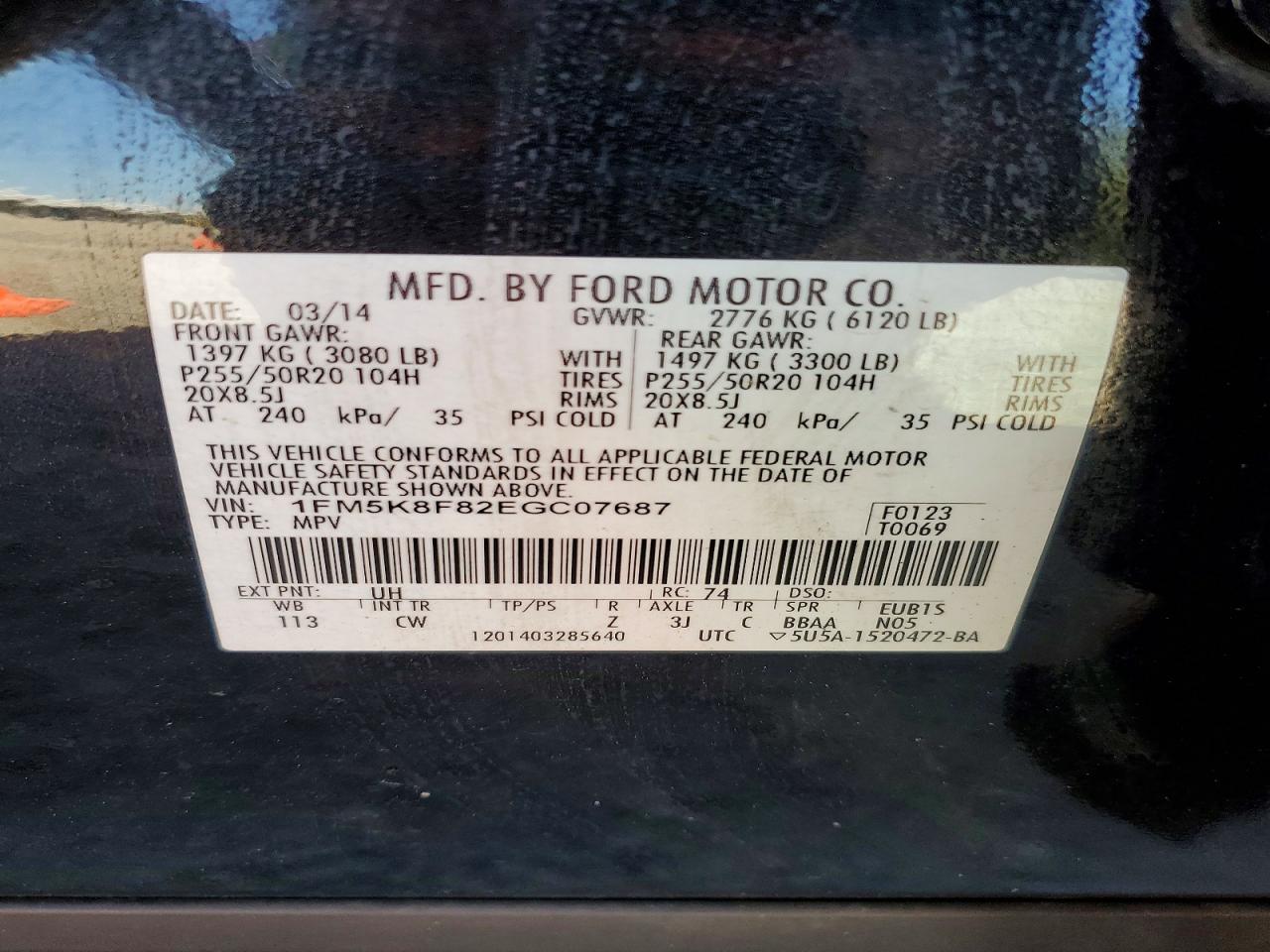 2014 Ford Explorer Limited Black vin: 1FM5K8F82EGC07687