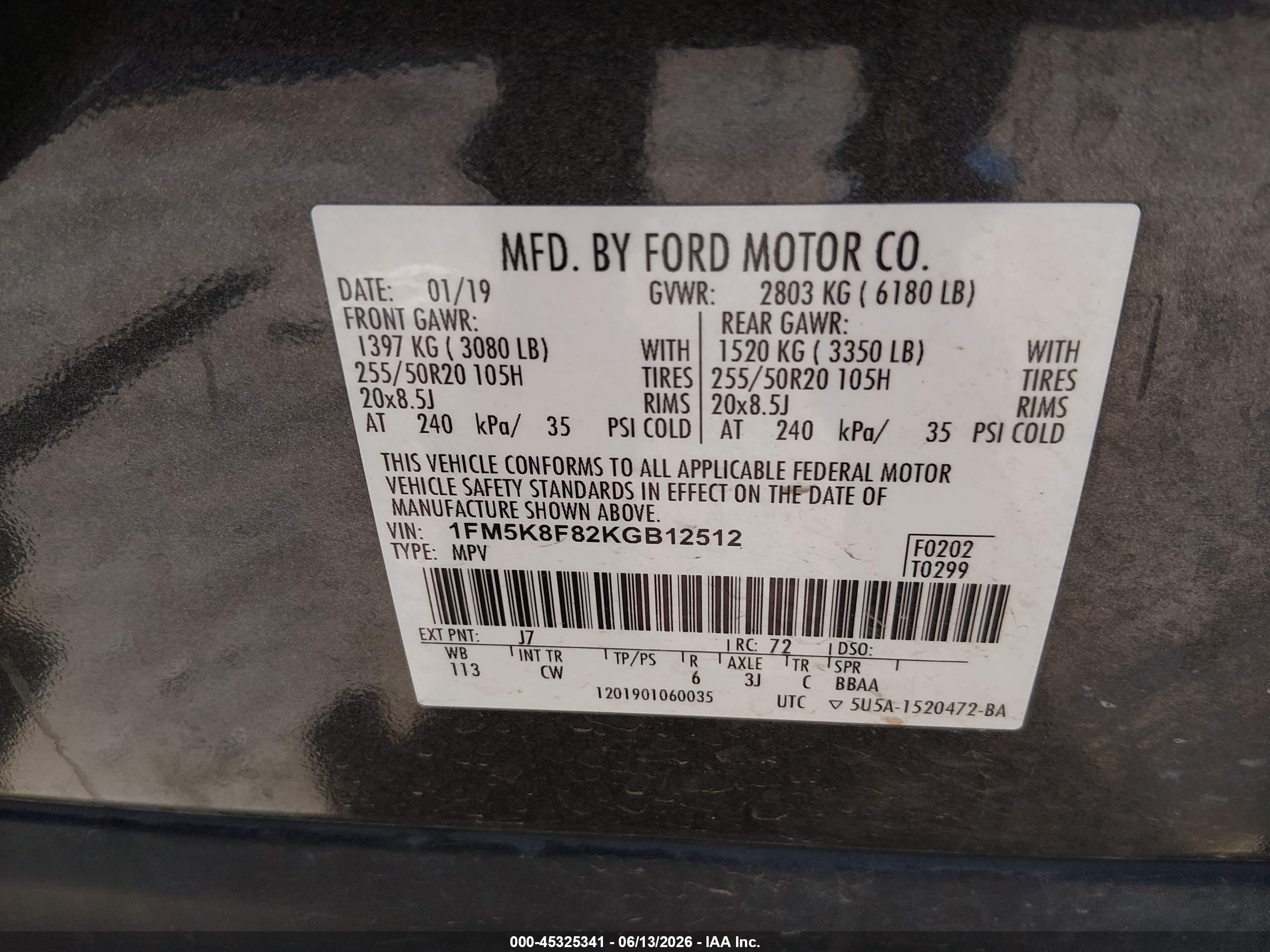 2019 Ford Explorer Limited Black vin: 1FM5K8F82KGB12512