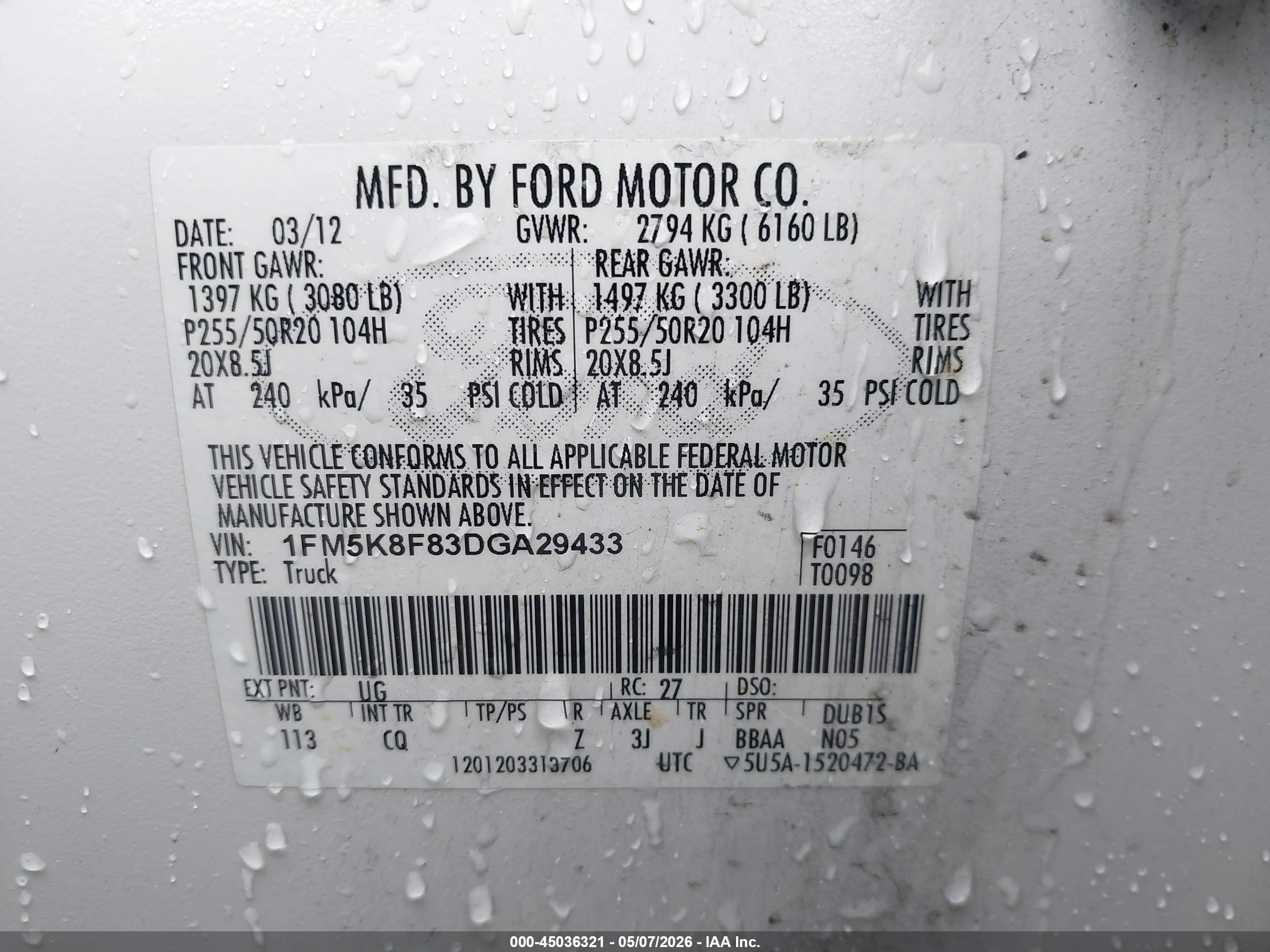 2013 Ford Explorer Limited White vin: 1FM5K8F83DGA29433