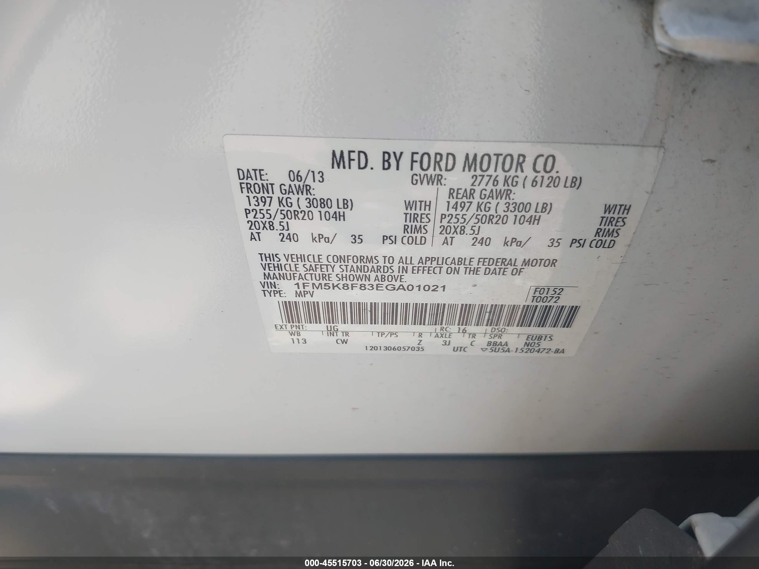 2014 Ford Explorer Limited White vin: 1FM5K8F83EGA01021