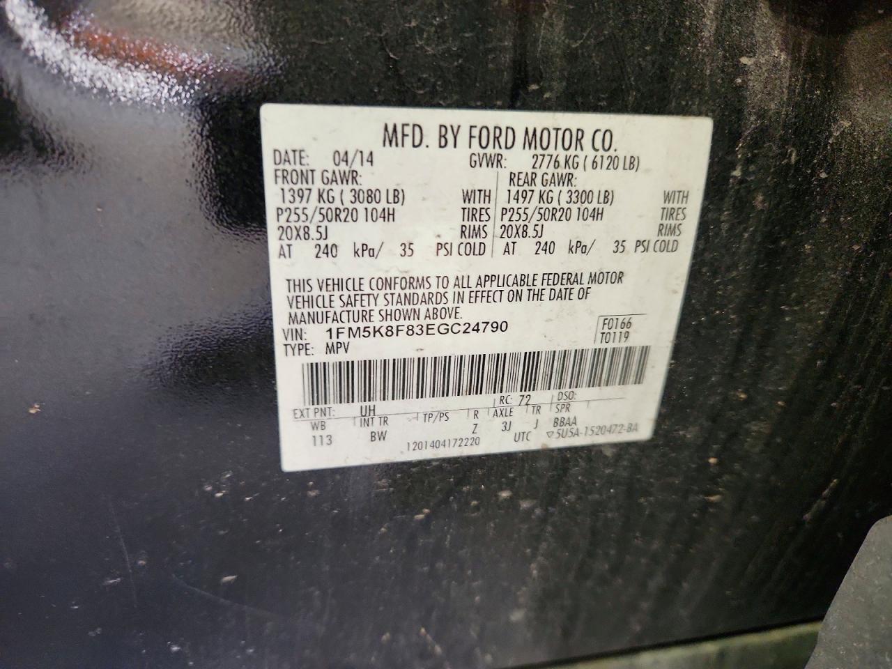 2014 Ford Explorer Limited Black vin: 1FM5K8F83EGC24790