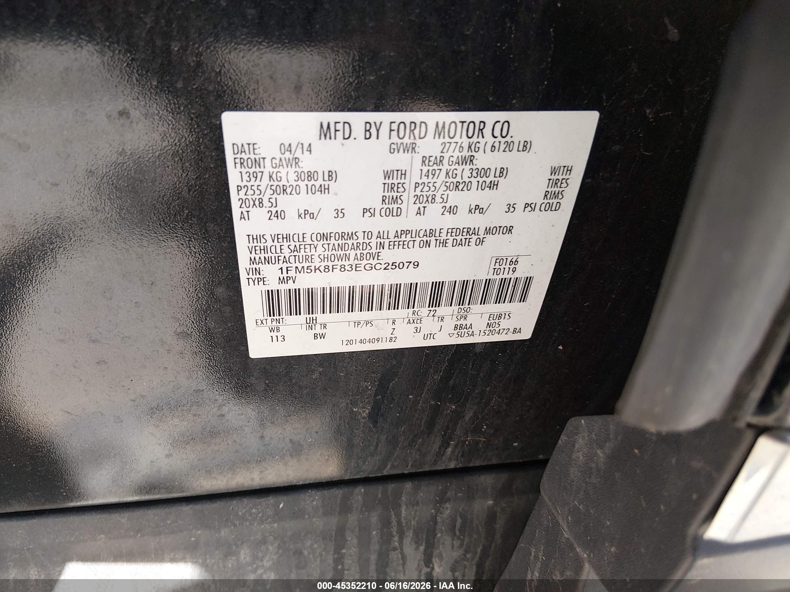 2014 Ford Explorer Limited Black vin: 1FM5K8F83EGC25079