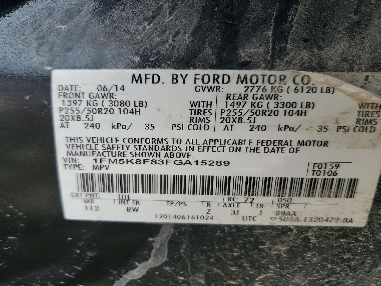 2015 Ford Explorer Black vin: 1FM5K8F83FGA15289