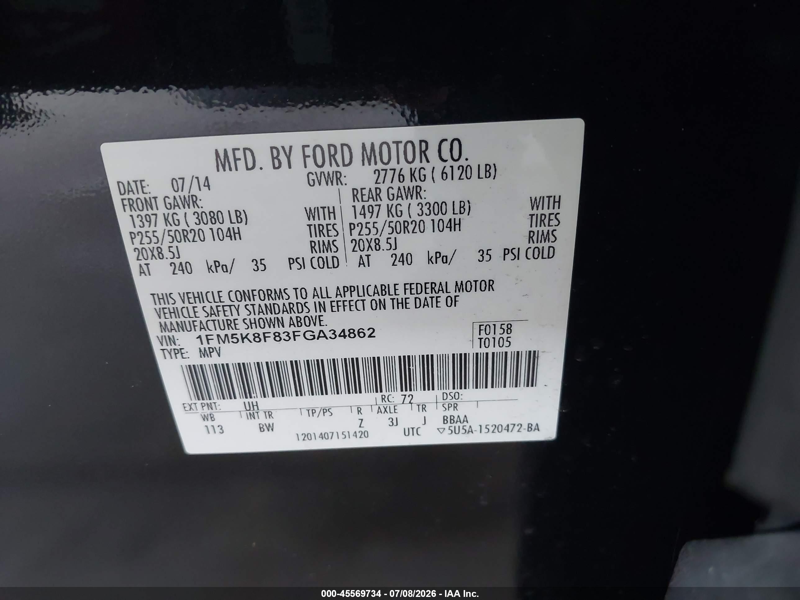 2015 Ford Explorer Limited Black vin: 1FM5K8F83FGA34862