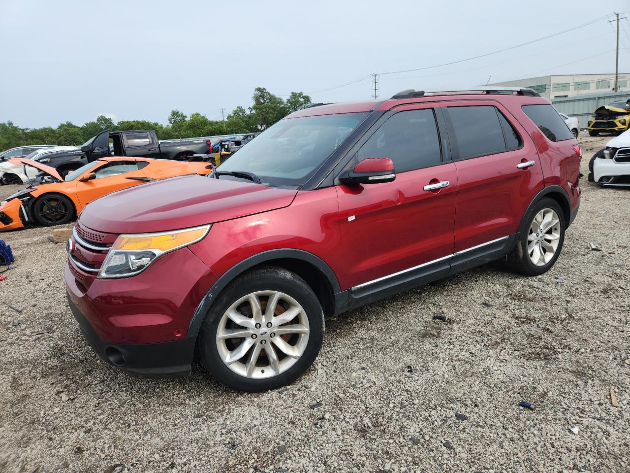 2015 Ford Explorer Limited Red vin: 1FM5K8F83FGA40452 Damage: Left Front Door, Dent(S) W/ Paint Dmg, 2 To 3 Inches
