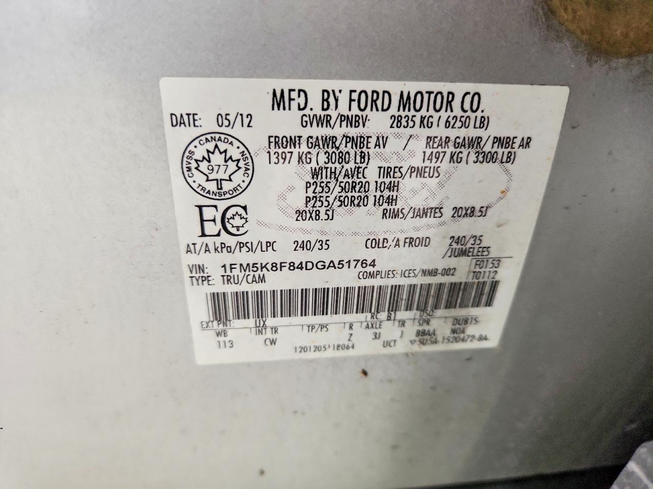 2013 Ford Explorer Limited Silver vin: 1FM5K8F84DGA51764