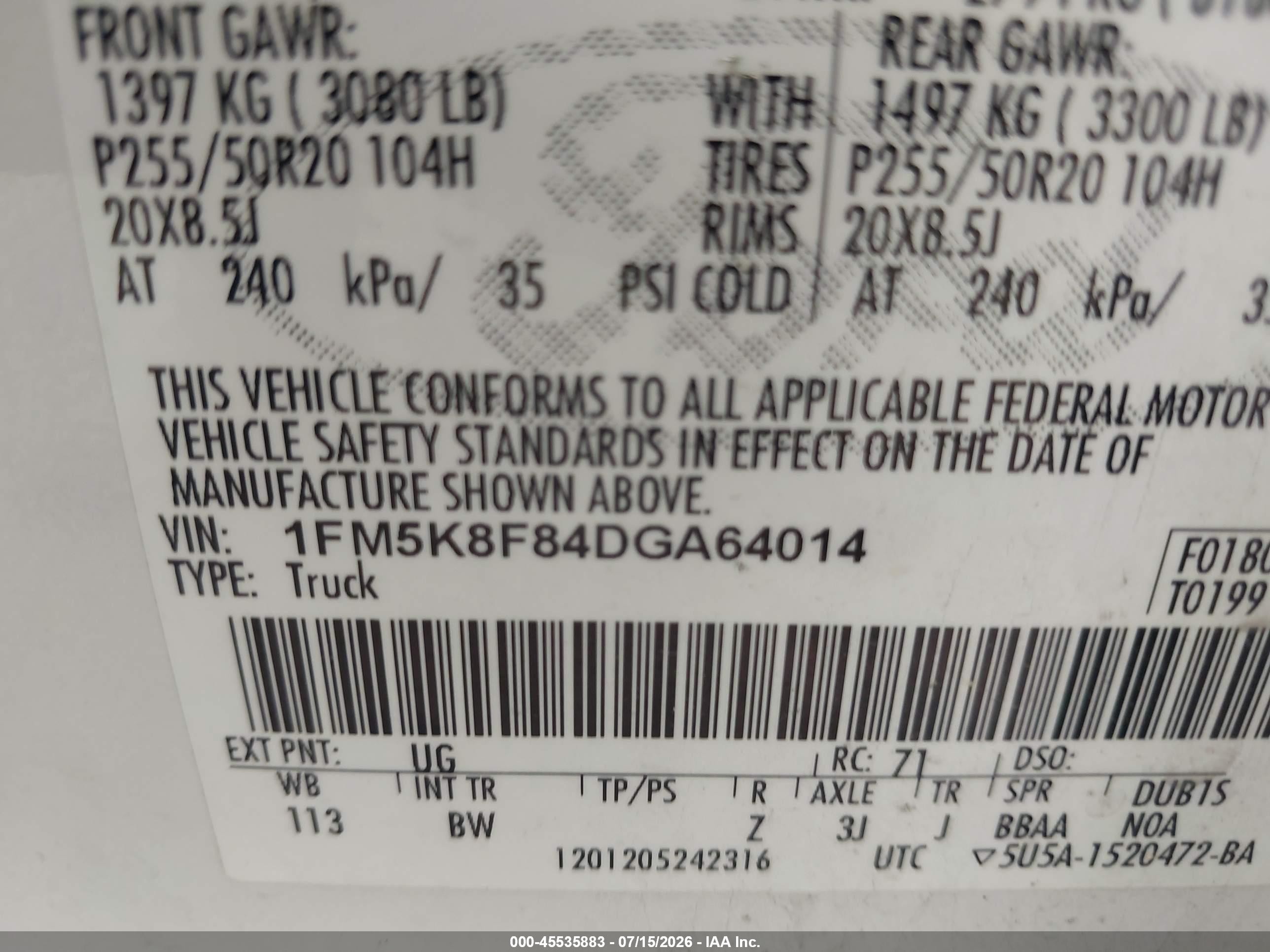 2013 Ford Explorer Limited White vin: 1FM5K8F84DGA64014