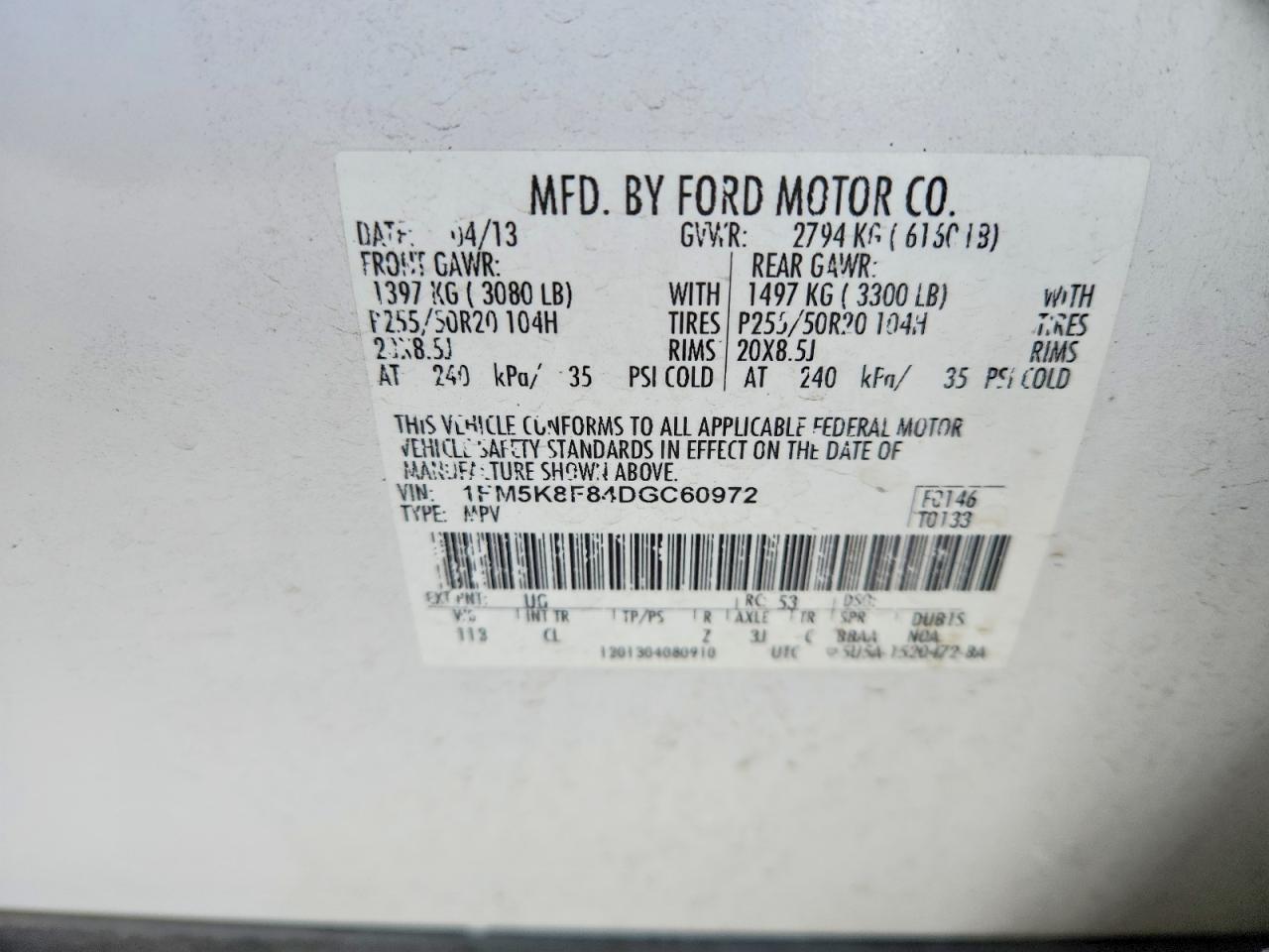 2013 Ford Explorer Limited White vin: 1FM5K8F84DGC60972