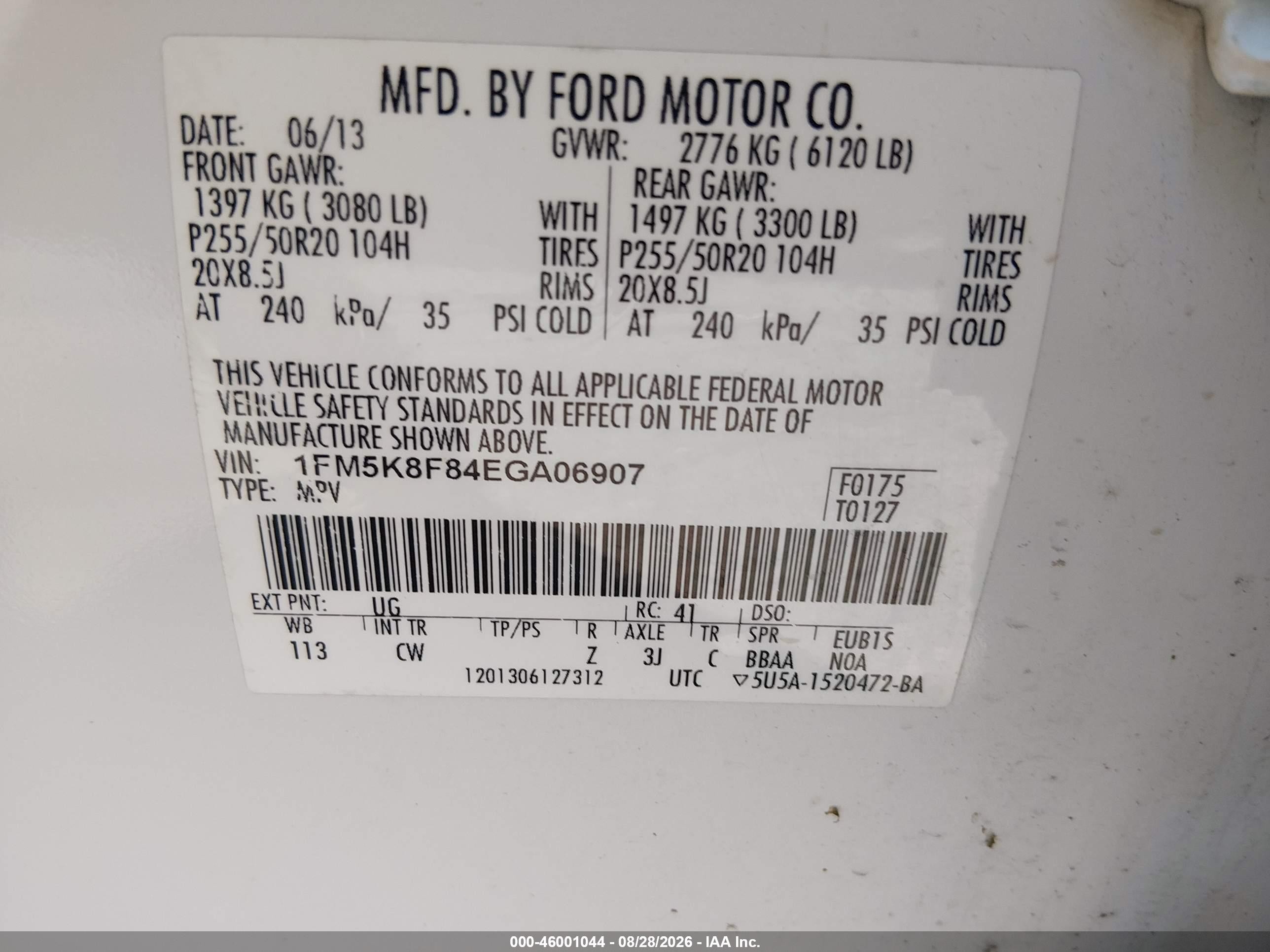 2014 Ford Explorer Limited White vin: 1FM5K8F84EGA06907