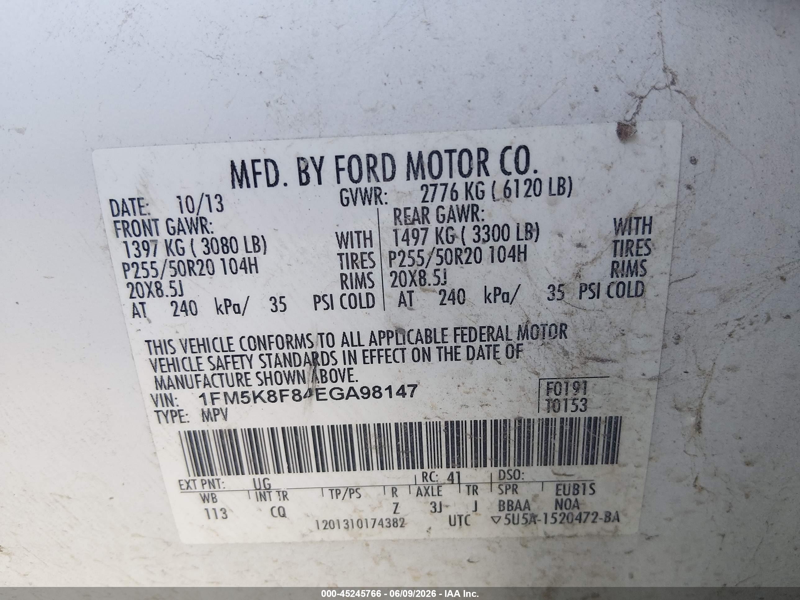 2014 Ford Explorer Limited Белый vin: 1FM5K8F84EGA98147