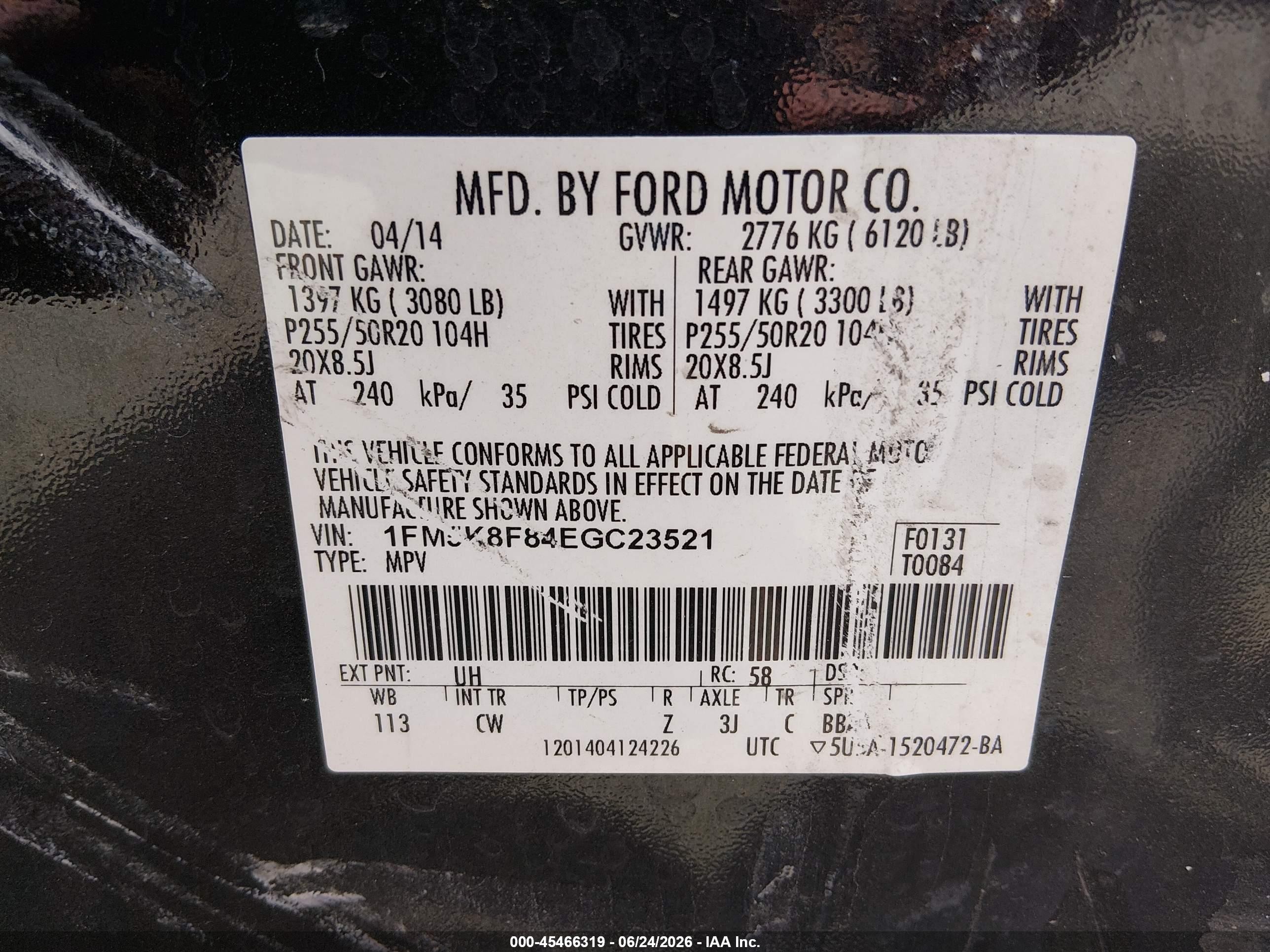 2014 Ford Explorer Limited Black vin: 1FM5K8F84EGC23521