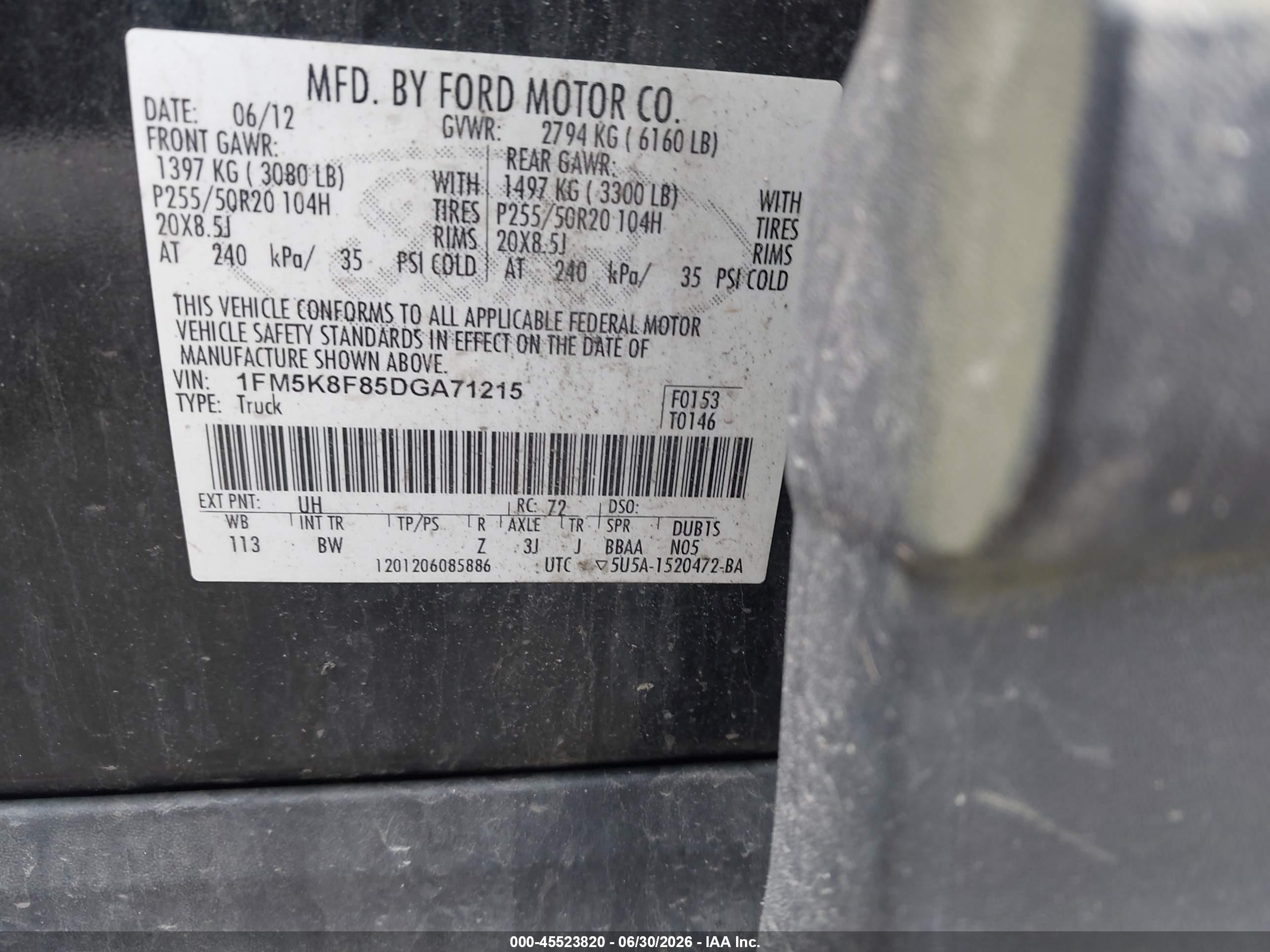2013 Ford Explorer Limited Black vin: 1FM5K8F85DGA71215