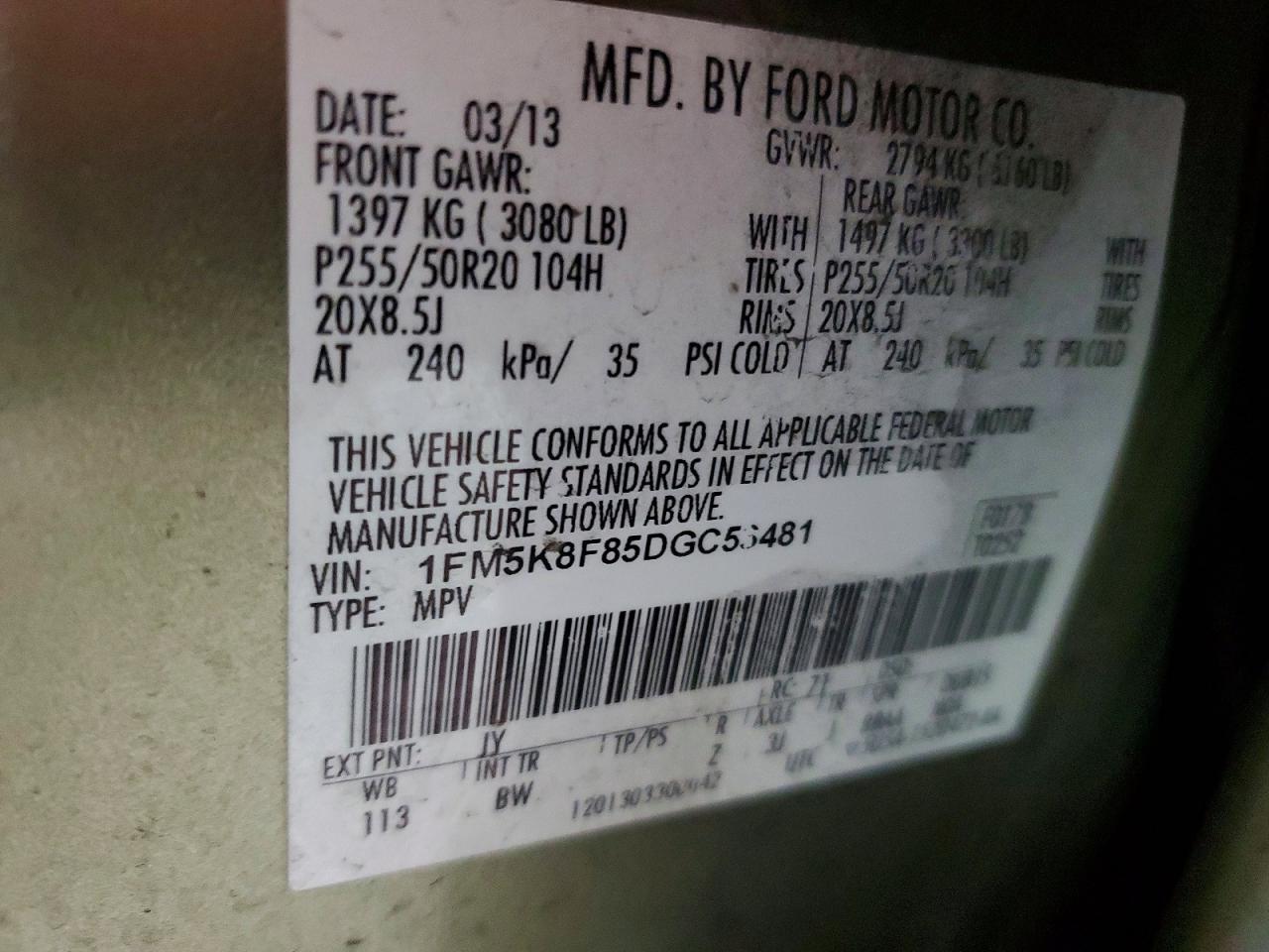 2013 Ford Explorer Limited Green vin: 1FM5K8F85DGC53481