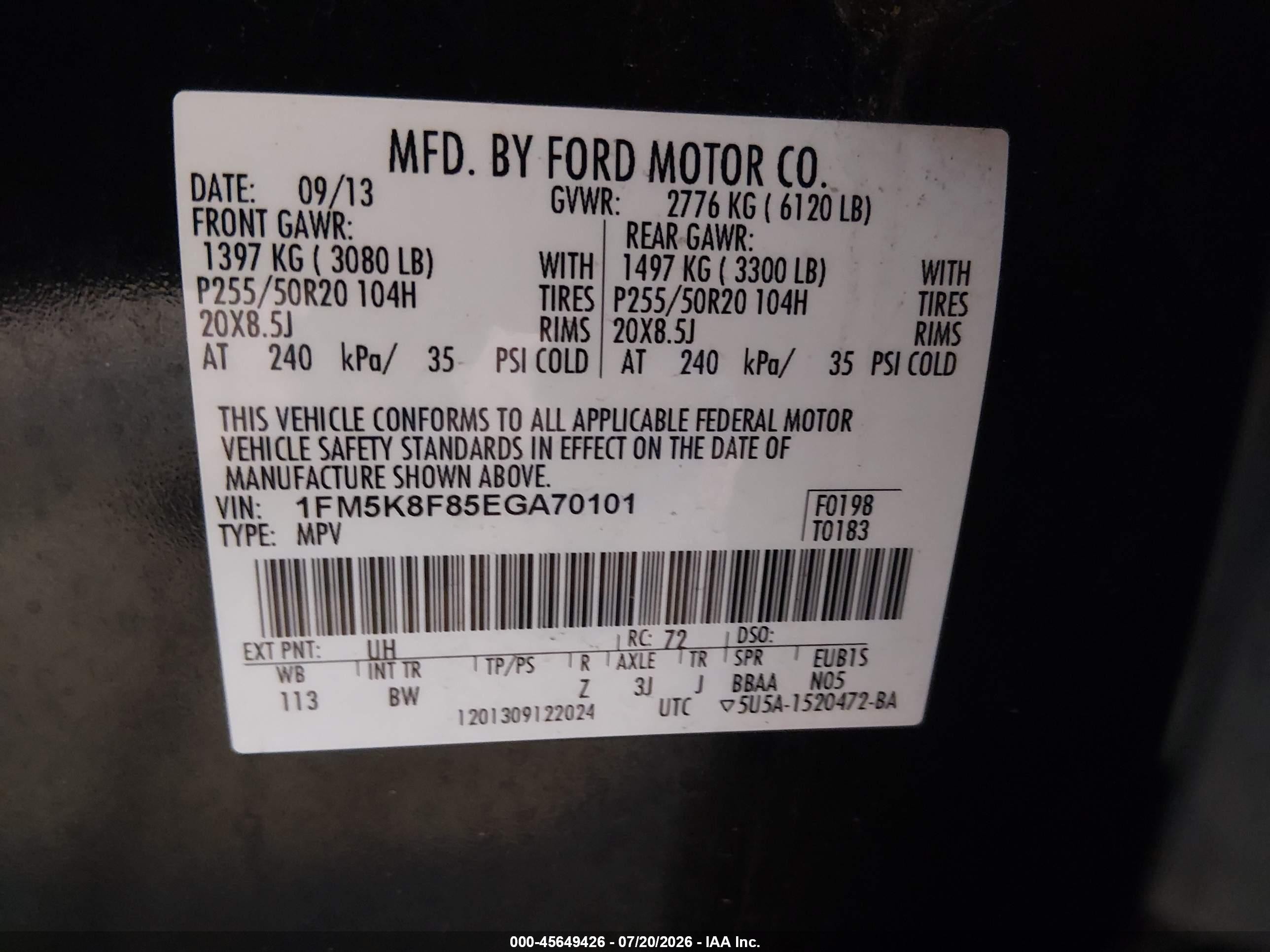 2014 Ford Explorer Limited Black vin: 1FM5K8F85EGA70101