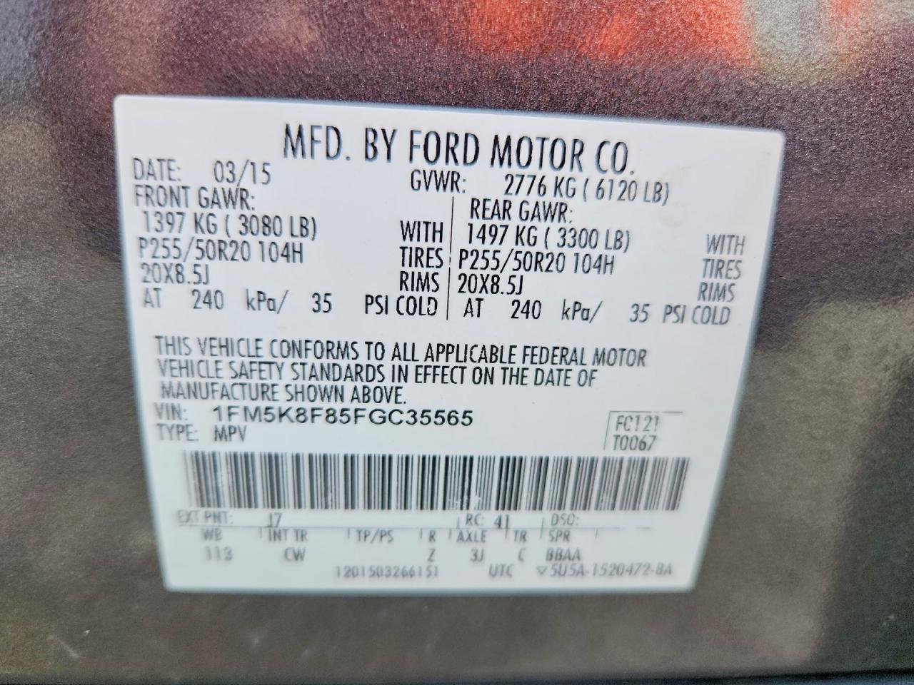 2015 Ford Explorer Limited Gray vin: 1FM5K8F85FGC35565