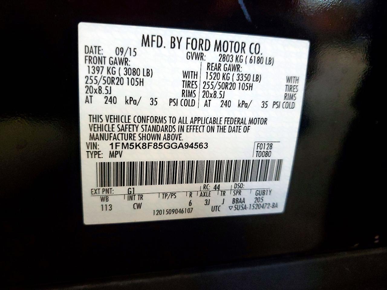2016 Ford Explorer Limited Black vin: 1FM5K8F85GGA94563