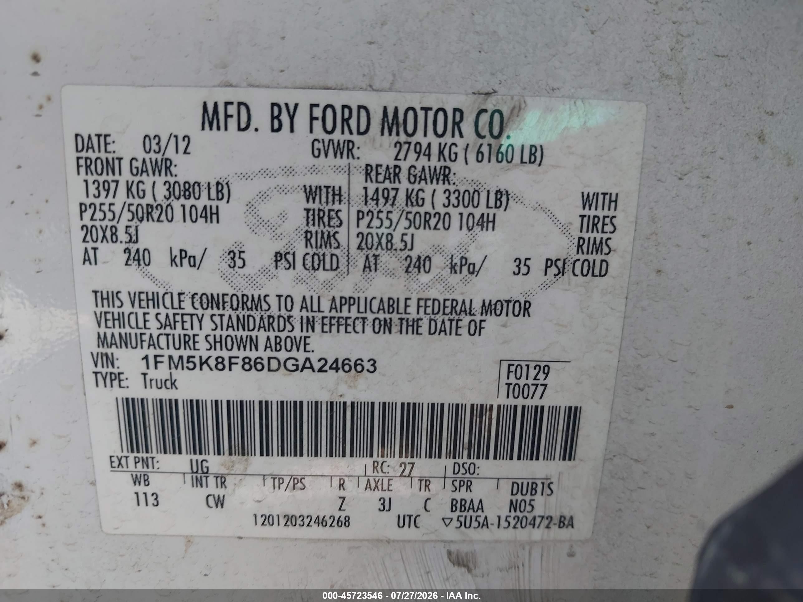 2013 Ford Explorer Limited White vin: 1FM5K8F86DGA24663