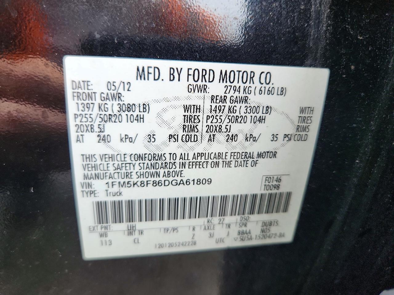 2013 Ford Explorer Limited Black vin: 1FM5K8F86DGA61809