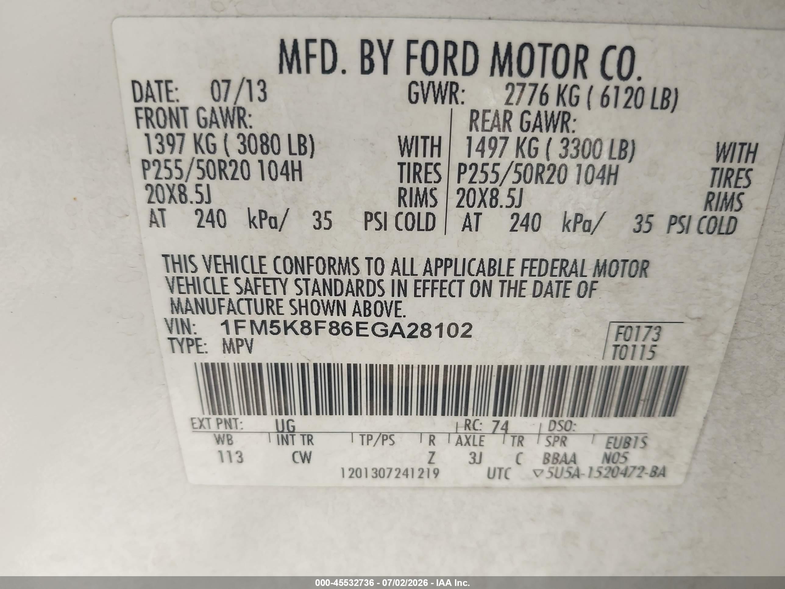 2014 Ford Explorer Limited White vin: 1FM5K8F86EGA28102