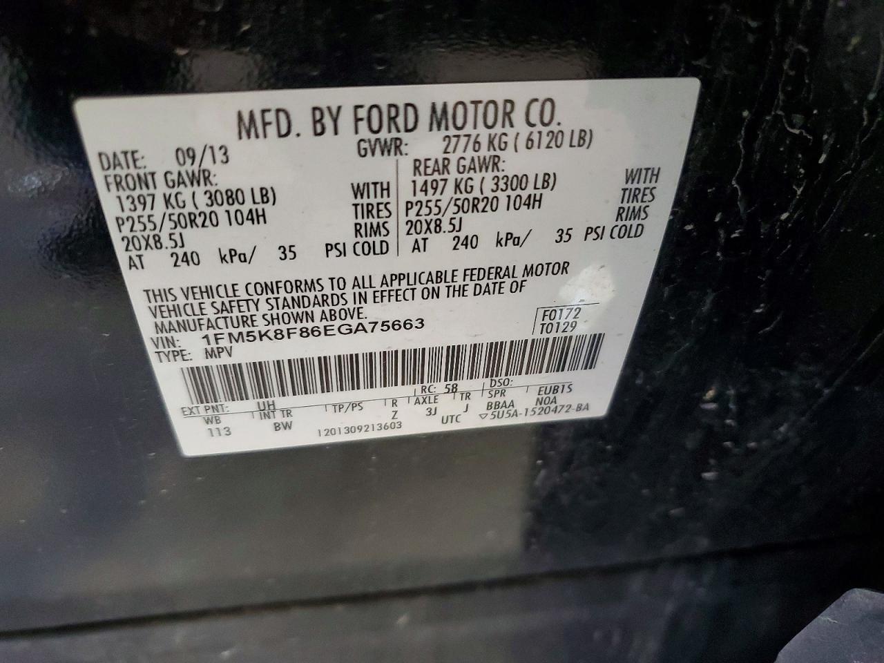2014 Ford Explorer Limited Black vin: 1FM5K8F86EGA75663