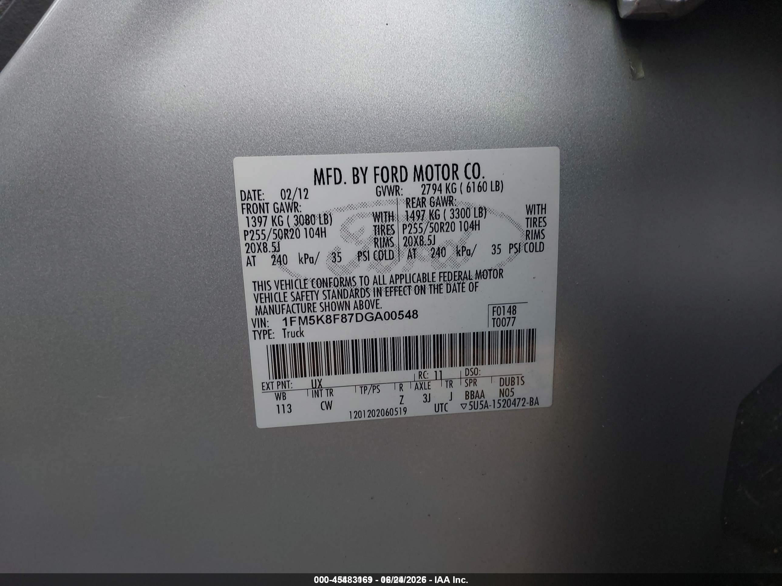 2013 Ford Explorer Limited Silver vin: 1FM5K8F87DGA00548