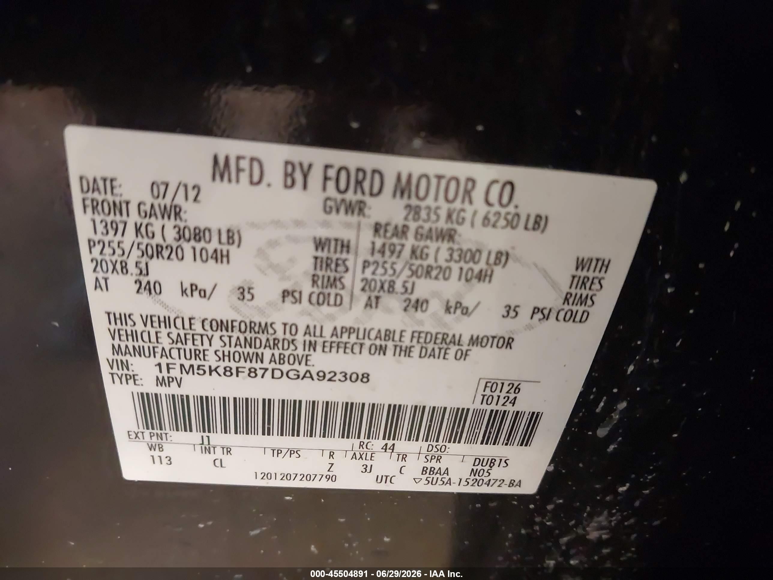 2013 Ford Explorer Limited Черный vin: 1FM5K8F87DGA92308