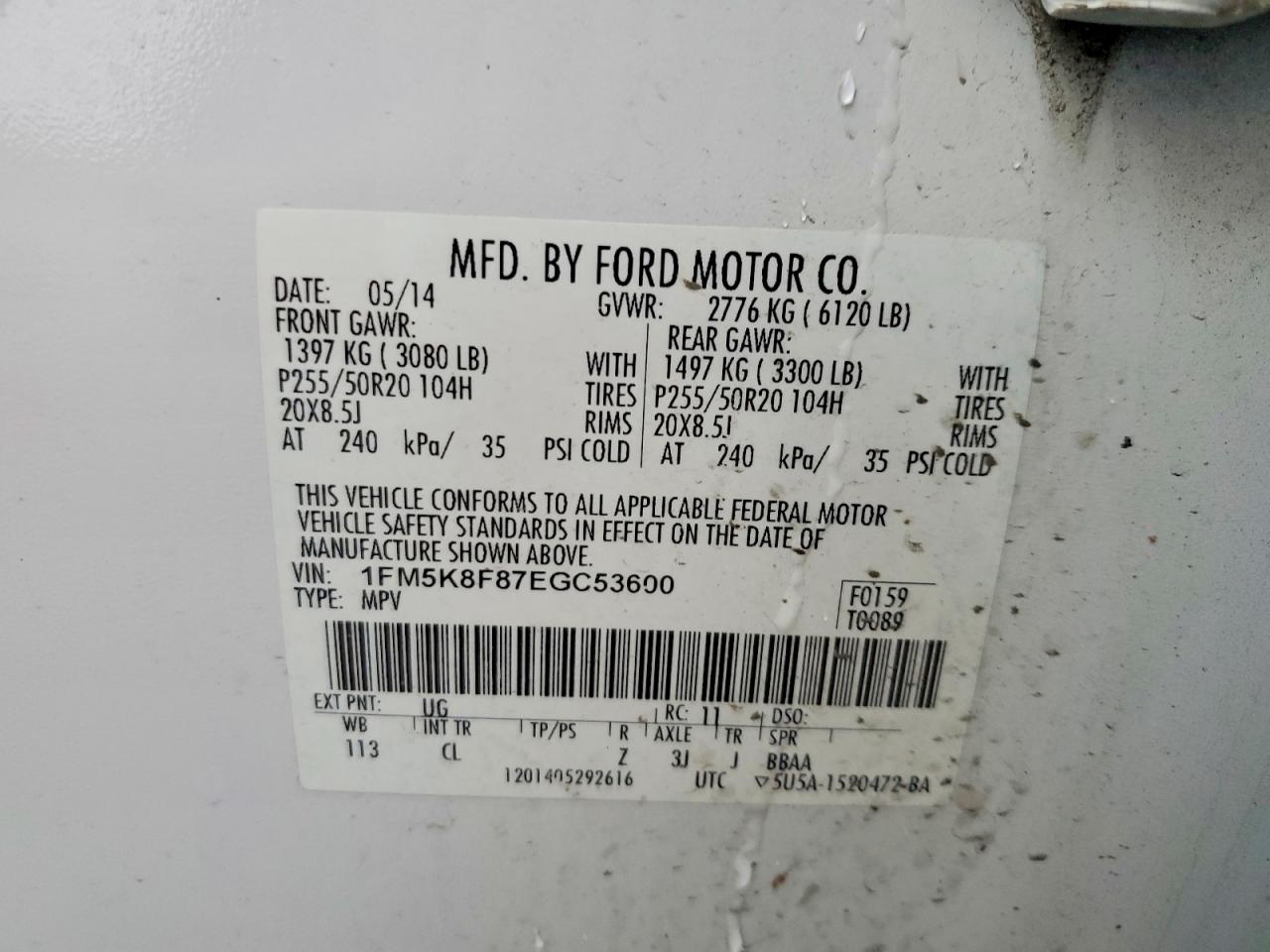 2014 Ford Explorer Limited White vin: 1FM5K8F87EGC53600
