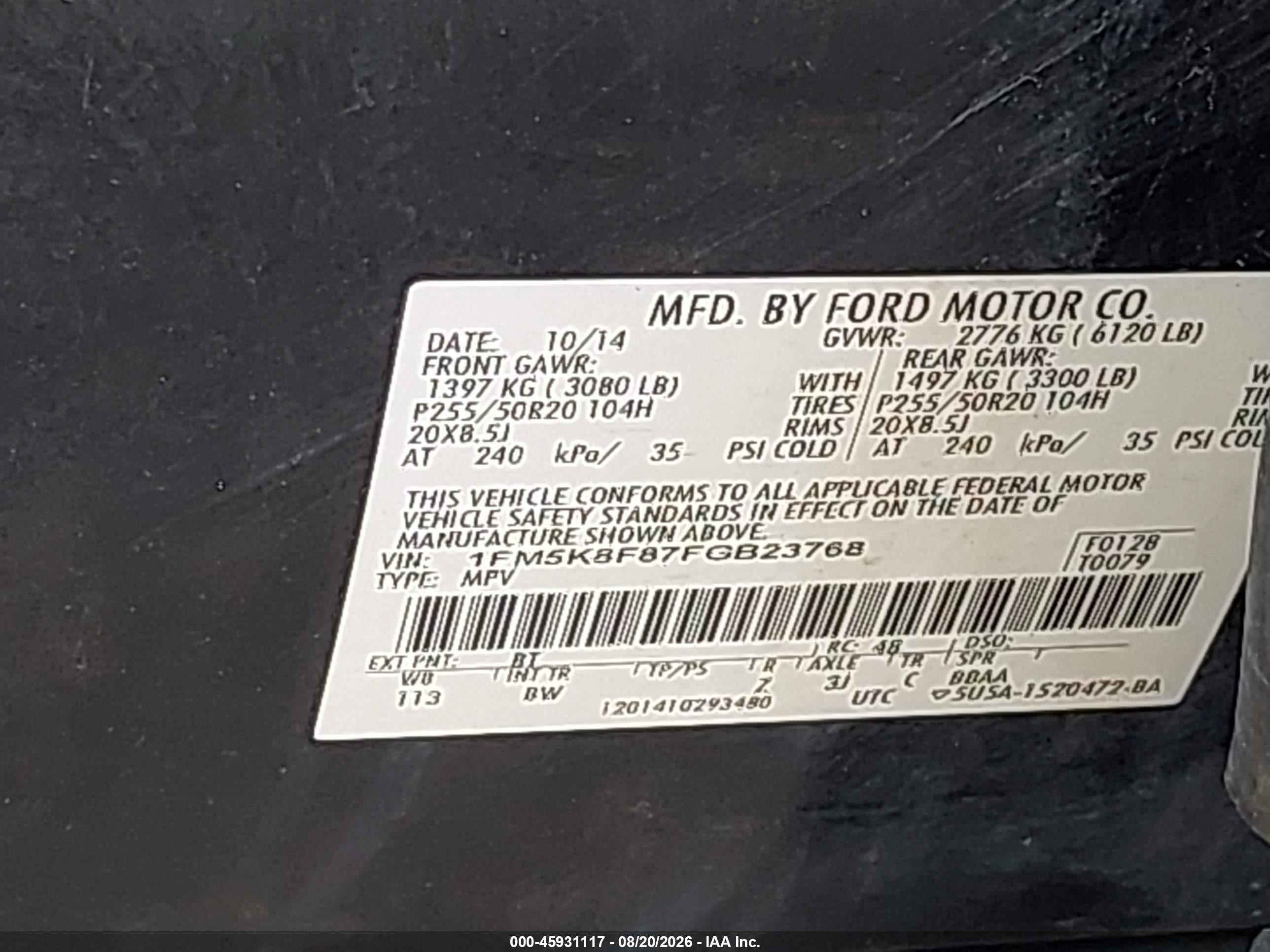 2015 Ford Explorer Limited Green vin: 1FM5K8F87FGB23768