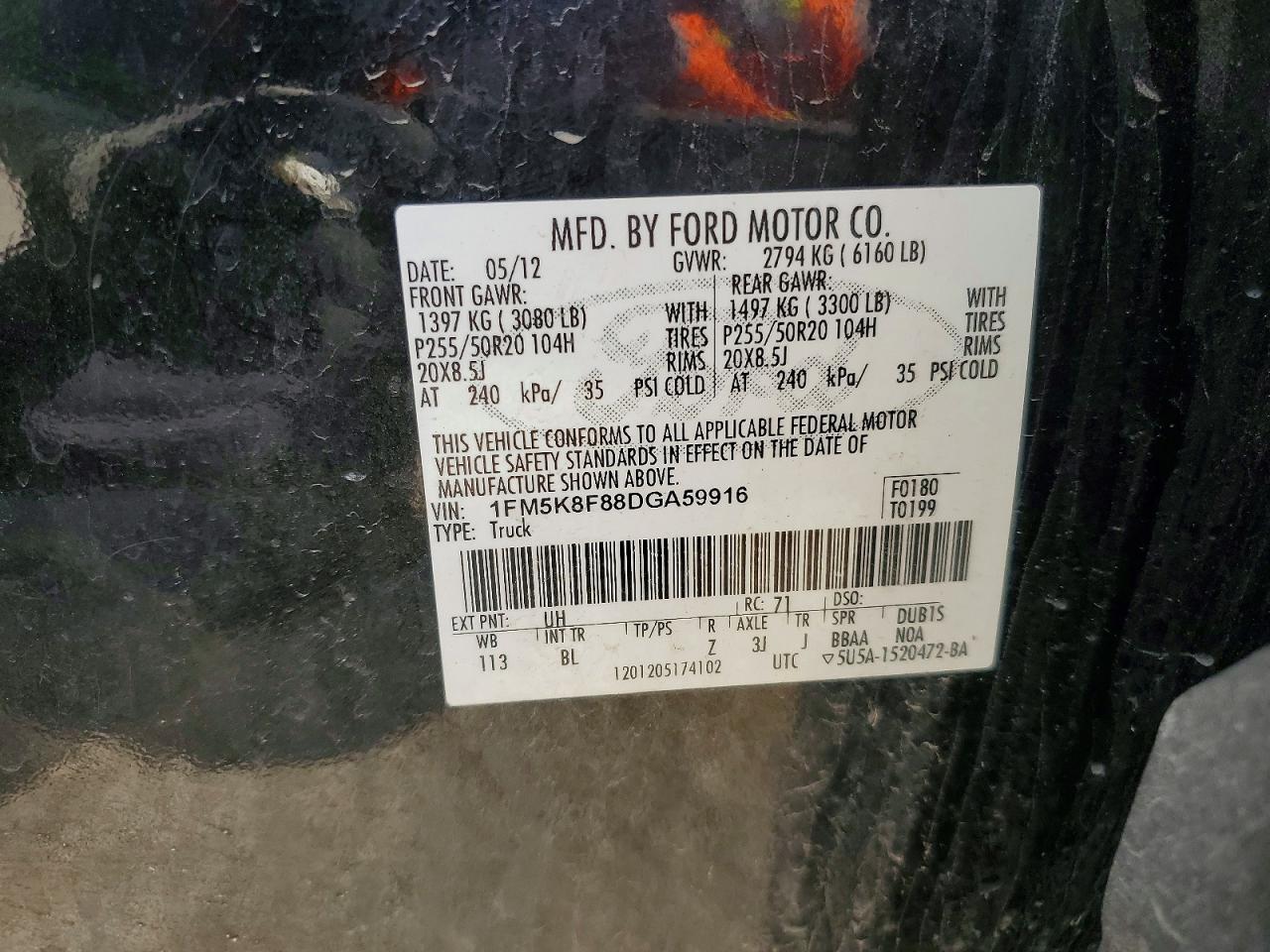 2013 Ford Explorer Limited Black vin: 1FM5K8F88DGA59916