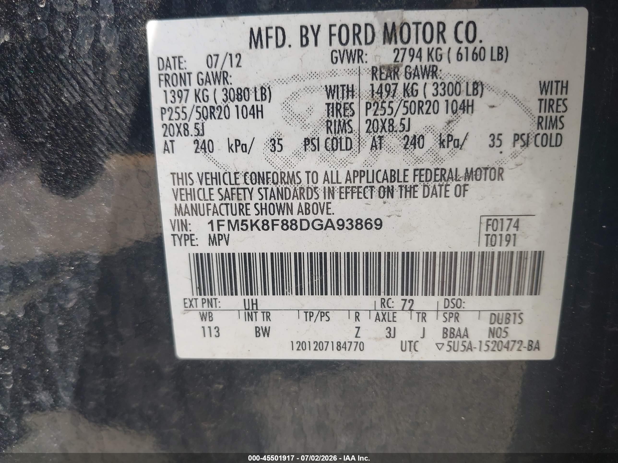2013 Ford Explorer Limited Black vin: 1FM5K8F88DGA93869