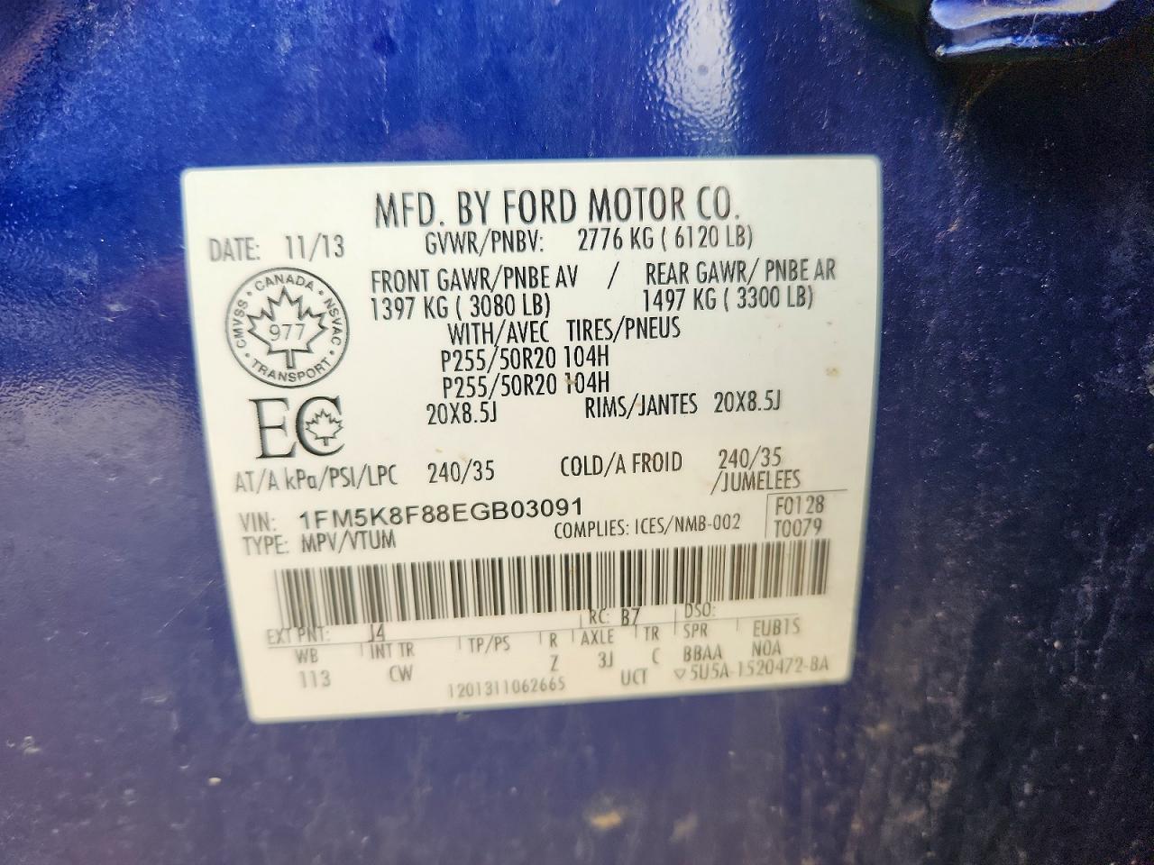 2014 Ford Explorer Limited Blue vin: 1FM5K8F88EGB03091
