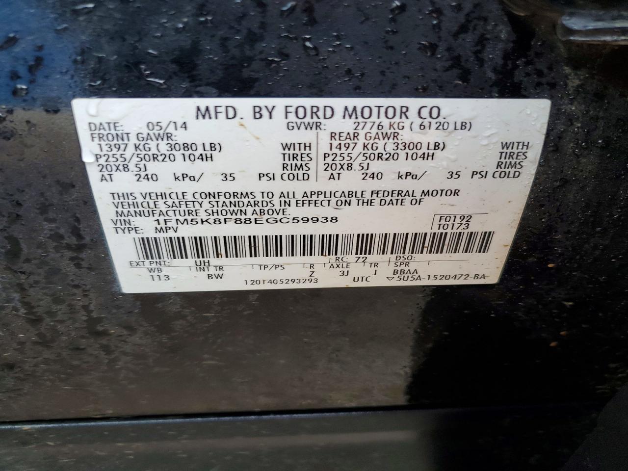 2014 Ford Explorer Limited Black vin: 1FM5K8F88EGC59938