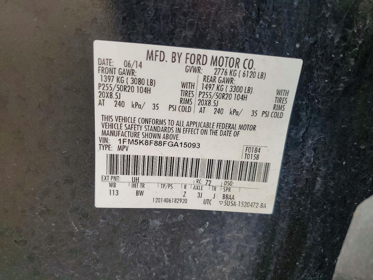 2015 Ford Explorer Limited Black vin: 1FM5K8F88FGA15093