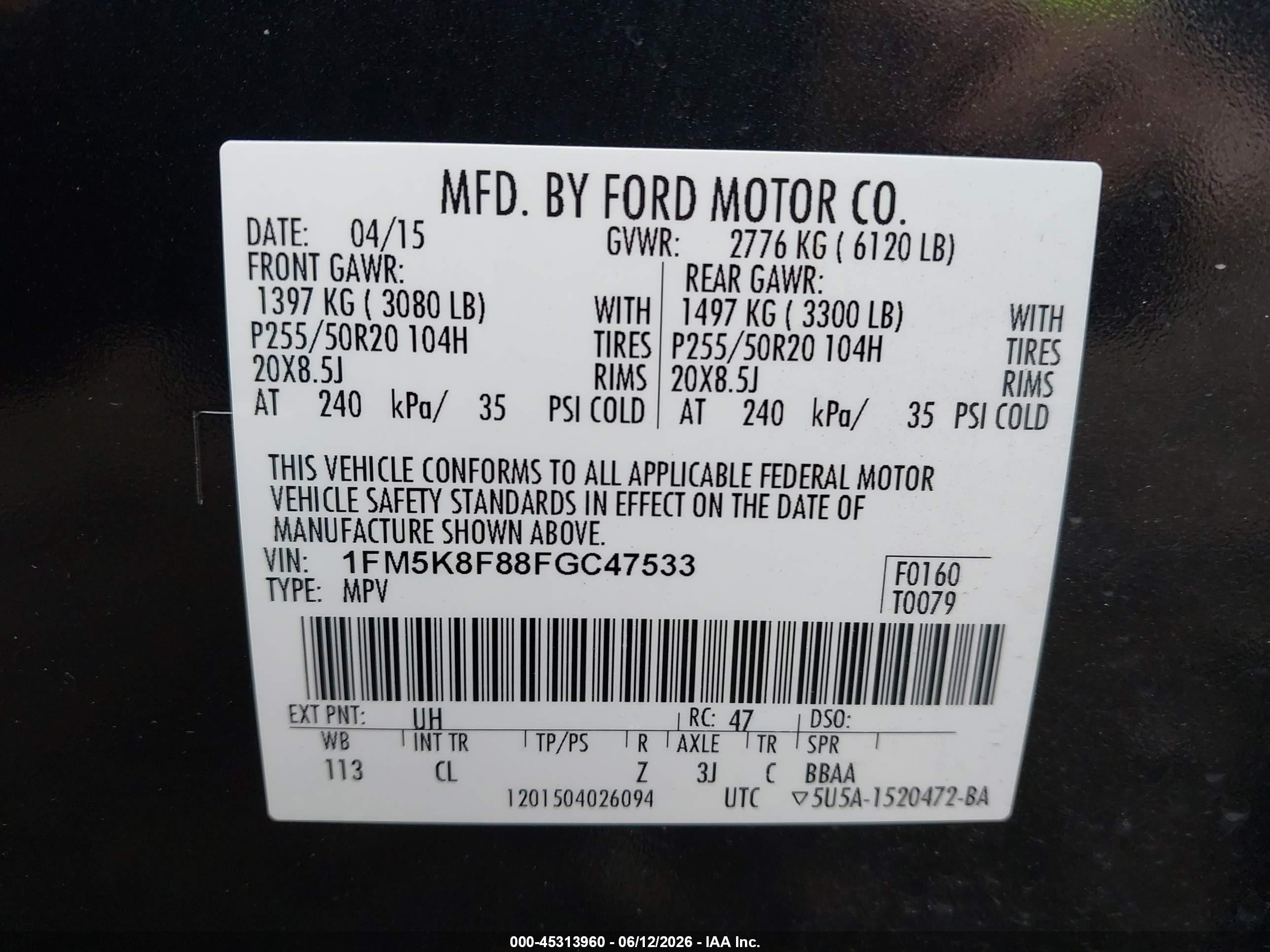 2015 Ford Explorer Limited Black vin: 1FM5K8F88FGC47533