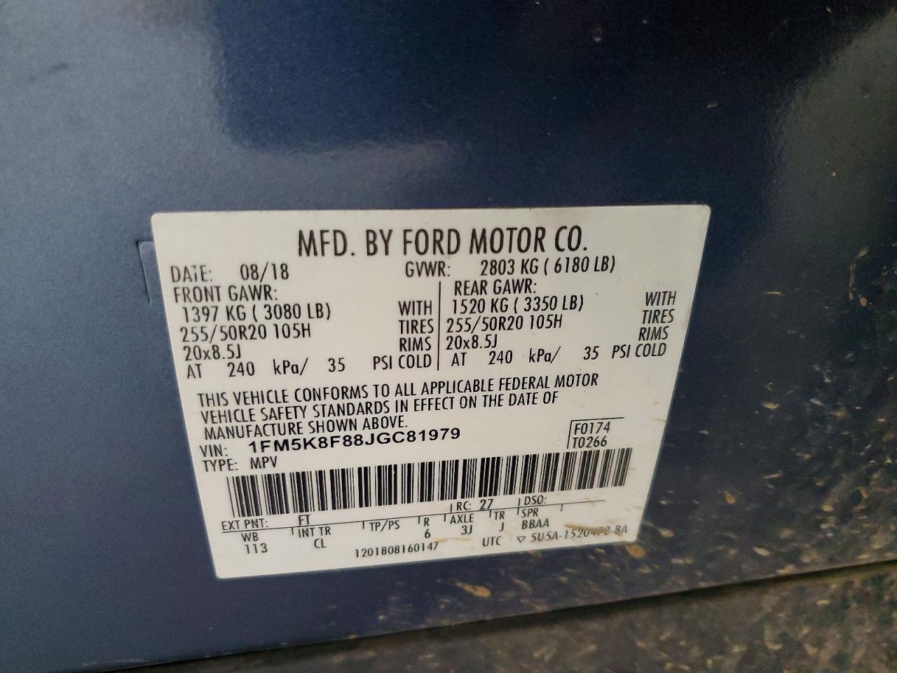 2018 Ford Explorer Limited Blue vin: 1FM5K8F88JGC81979