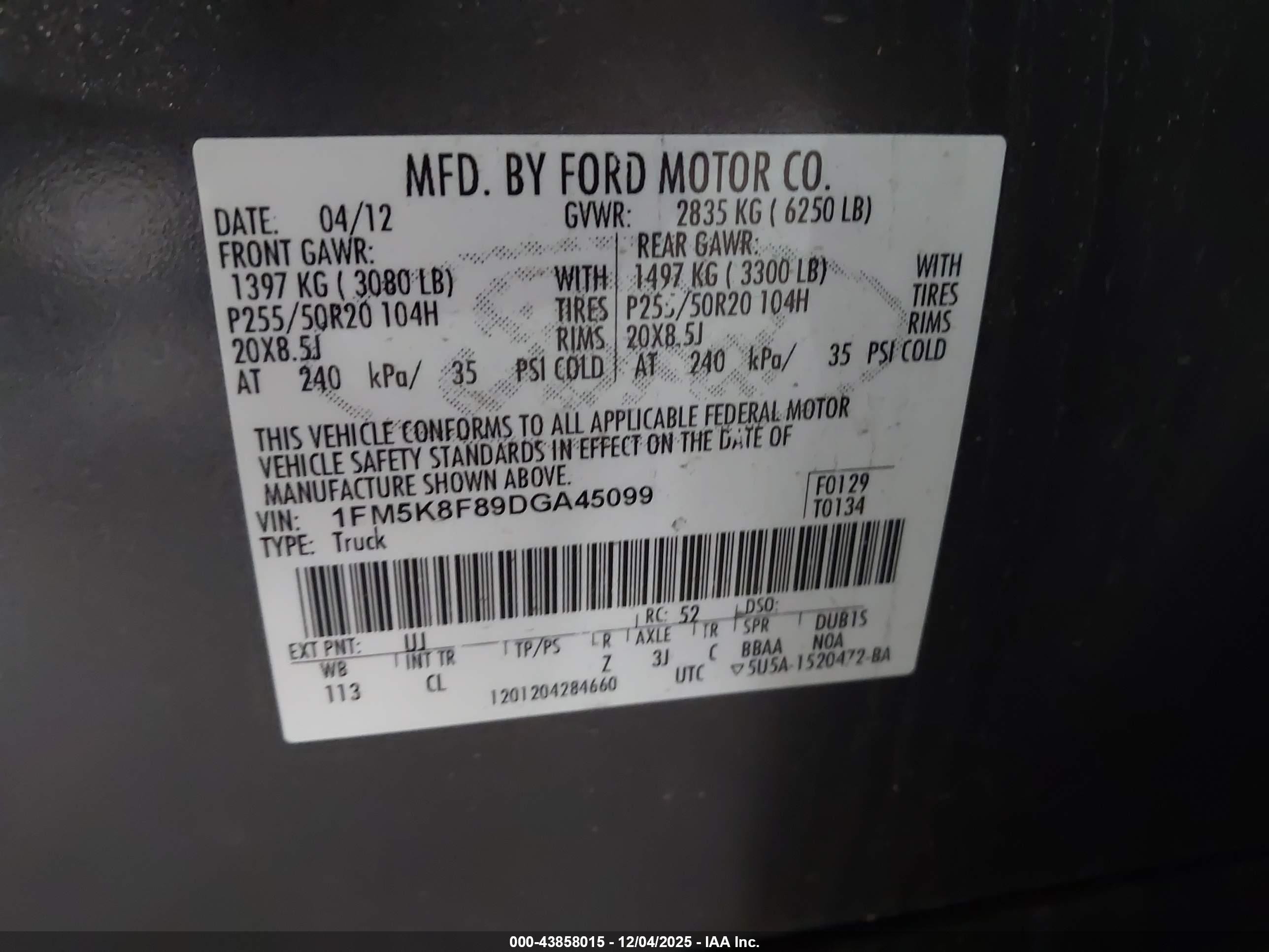 2013 Ford Explorer Limited Серый vin: 1FM5K8F89DGA45099